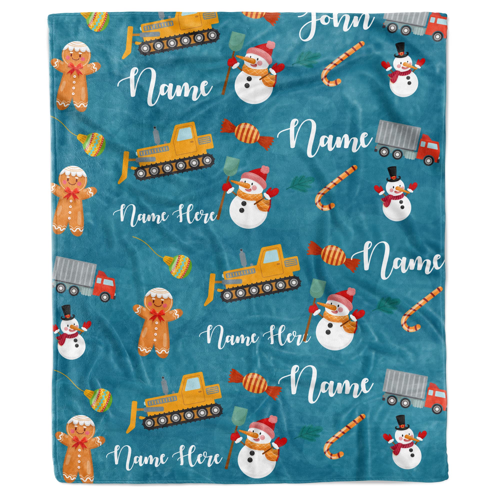 Personalized Baby Blanket with Name - Custom Fleece Blanket for Boys & Kids - Construction Truck Design - Christmas Gift for Babies & Toddlers - Cozy & Soft for Nursery, Bedtime & Playtime