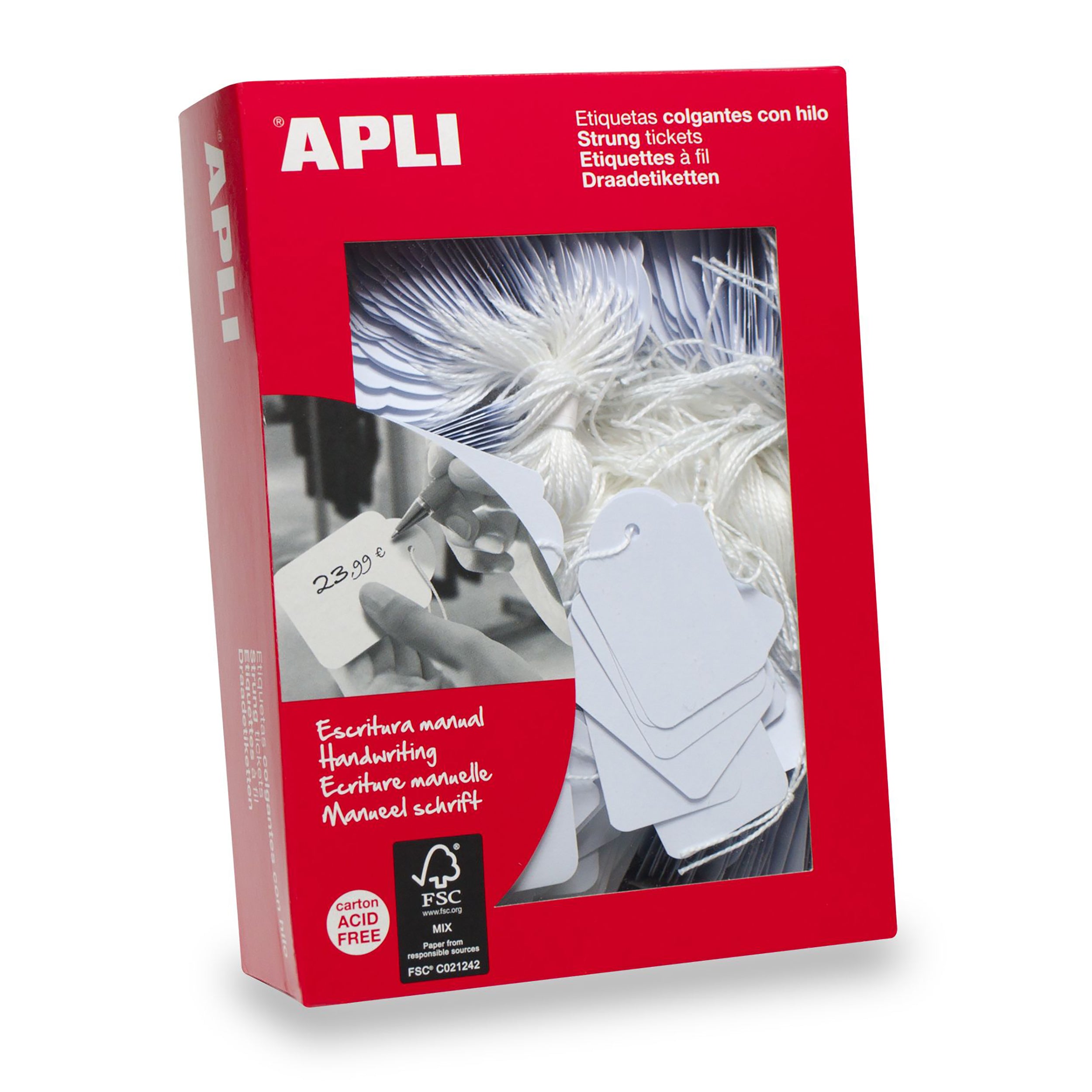 APLI 13x34mm Colorful Tags on String for Organizing, Labeling & Crafting - Perfect for Office, School & Home Use