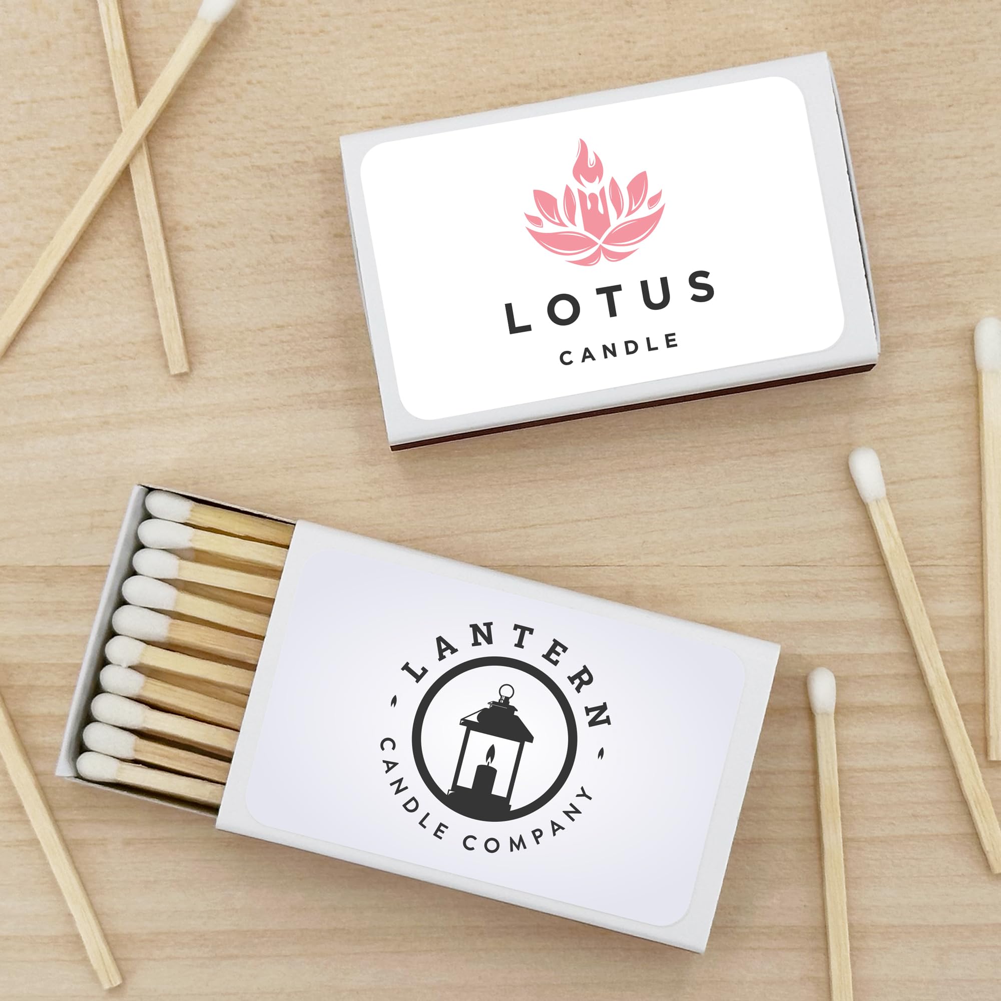 Custom Printed Matchboxes with Logo - Bulk 50 Pack - $0.97 Each - Promotional Matches for Restaurants, Bars, Weddings & Events - White Box Matches for Branding & Advertising
