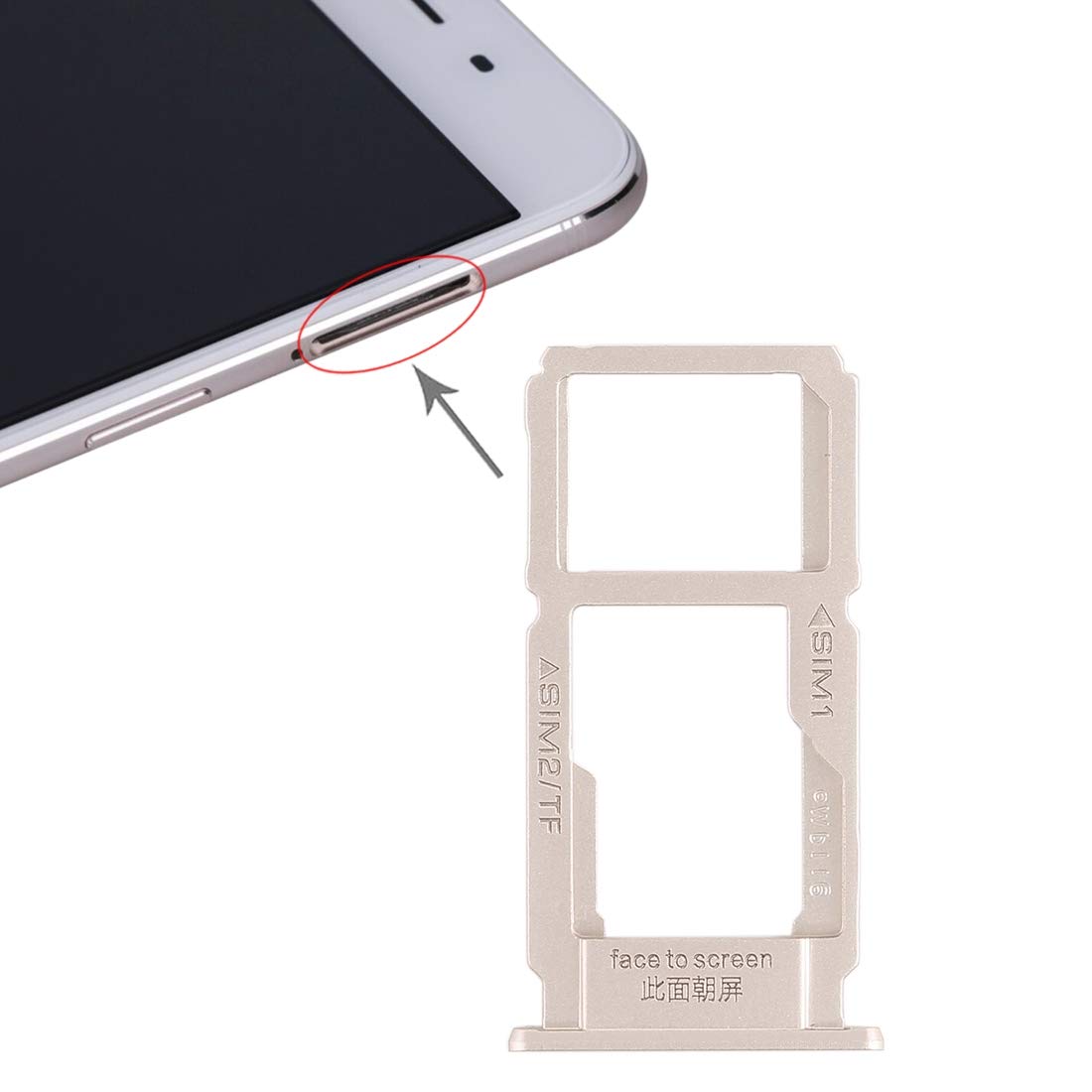 Original: HONGYAN for Oppo R9sk SIM Card Tray + SIM Card Tray/Micro SD Card Tray   Optimized: HONGYAN Replacement SIM Card Tray & Micro SD Card Tray for Oppo R9sk - Compatible with Dual SIM and Memory Card Storage - Perfect for Phone Repair and Data Expansion