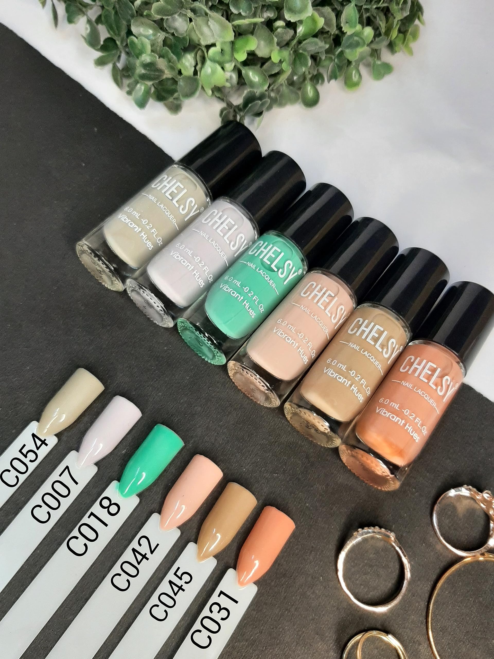 Chelsy Glossy Nail Polish Set - 6 Pastel Colors (6ml Each) | Long-Lasting, Non-Toxic Nail Enamel for Manicure & Pedicure | Perfect for Spring, Summer, Wedding & Everyday Wear