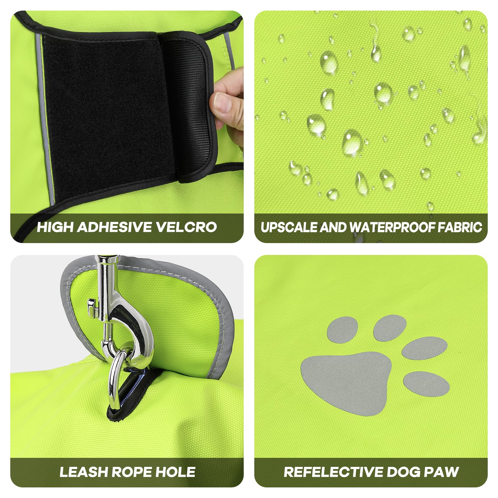 Waterproof Reflective Puppy Raincoat with Hood & Adjustable Drawstring - Small Dog Rain Jacket with Leash Hole for Safety Walking in Rain (Green, Size S) - Perfect for Outdoor Adventures, Park Visits & Wet Weather Protection