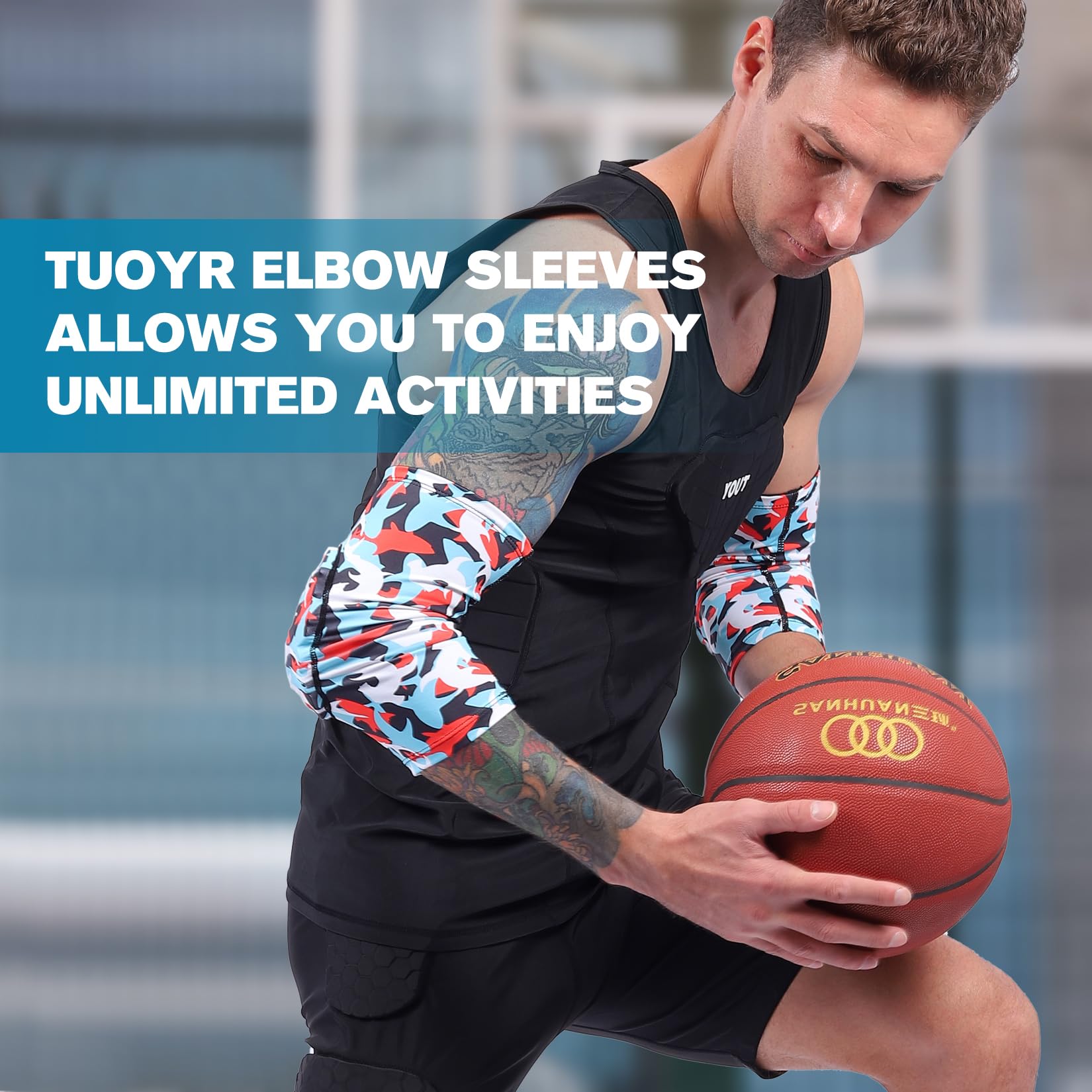 Elbow Pads Compression Sleeves for Basketball, Football, Baseball & Volleyball - Protective Arm Support for Sports & Workout (Ideal for Gym, Training & Injury Recovery)