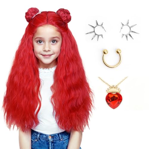 Long Curly Red Wigs for Kid-3