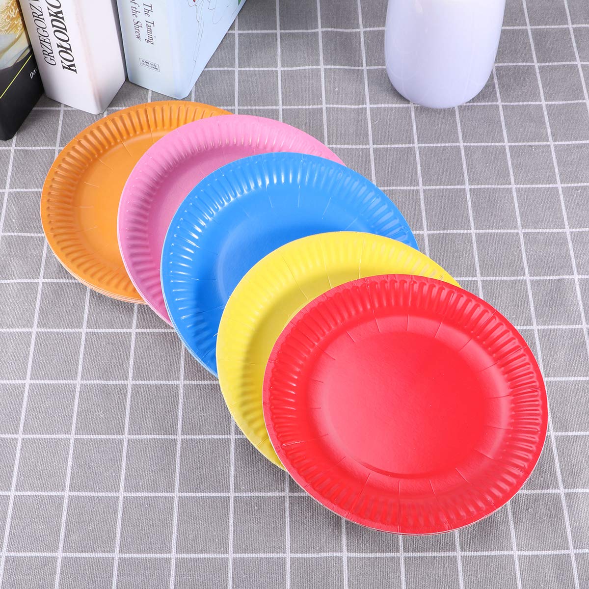 50 Pcs 7 Inch Disposable Paper Plates - Colorful Round Dinner Plates for Birthday Parties, Picnics & Family Gatherings - Eco-Friendly Party Supplies by Toyvian