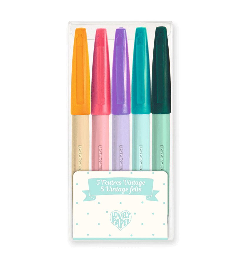 Set of 5 Premium Vintage-Style Calligraphy Pens by Djeco - Perfect for Lettering, Journaling & Gift Giving