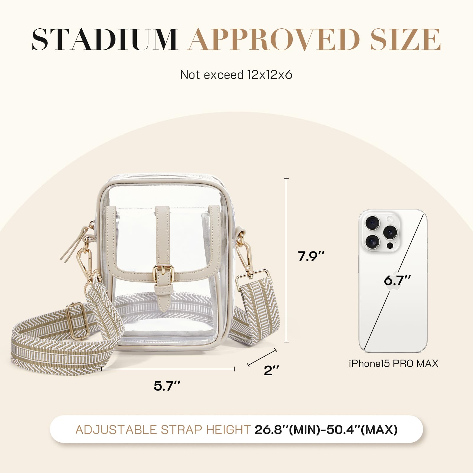 Missnine Clear Crossbody Bag for Women - Small Transparent Purse for Concerts, Stadium Events, Music Festivals & Travel - Perfect for Security Checks & Hands-Free Convenience