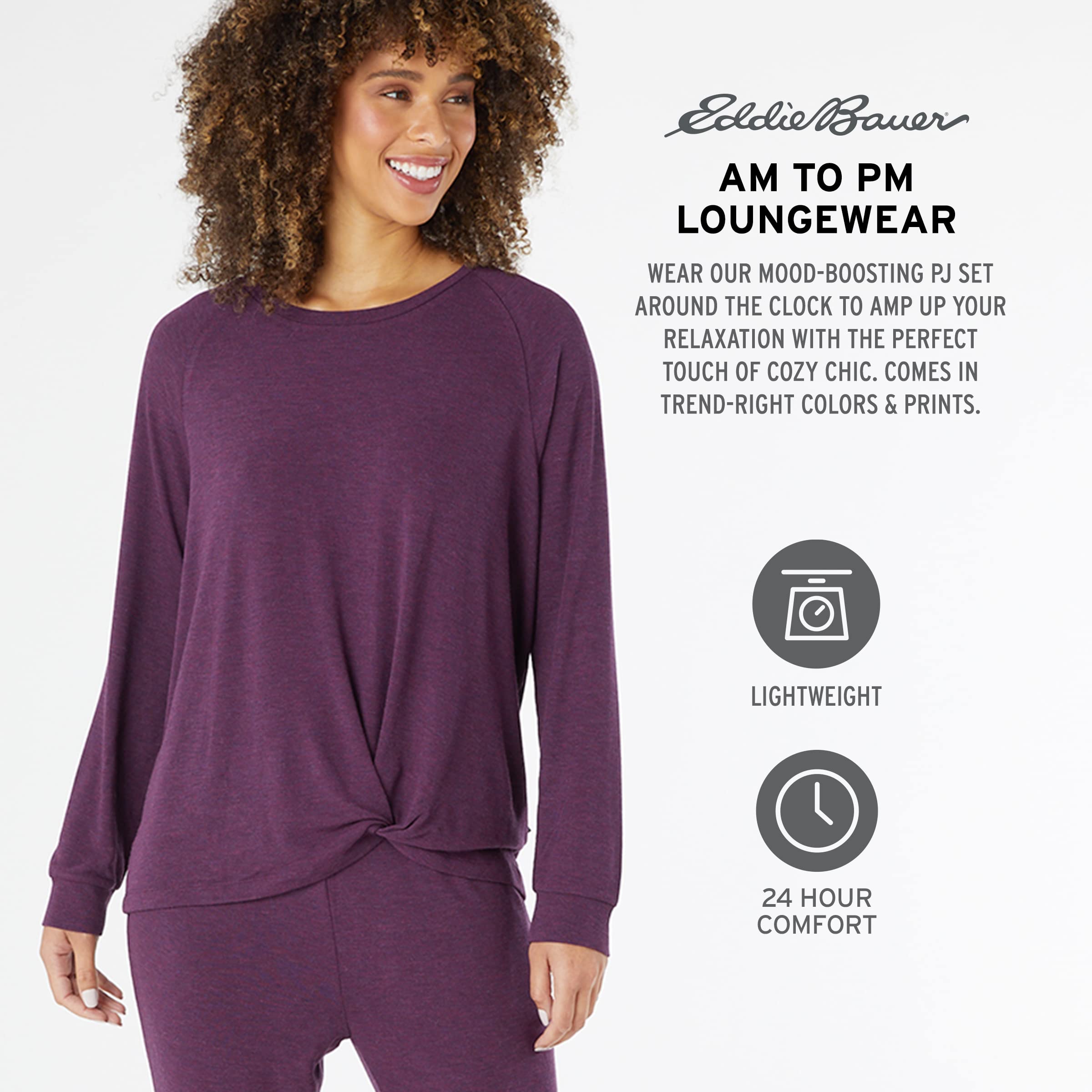 Eddie Bauer Women's Lounge Sets - Soft Long Sleeve Shirt & Jogger Pants Comfy Outfit | Perfect for Relaxing at Home, Yoga, and Casual Wear