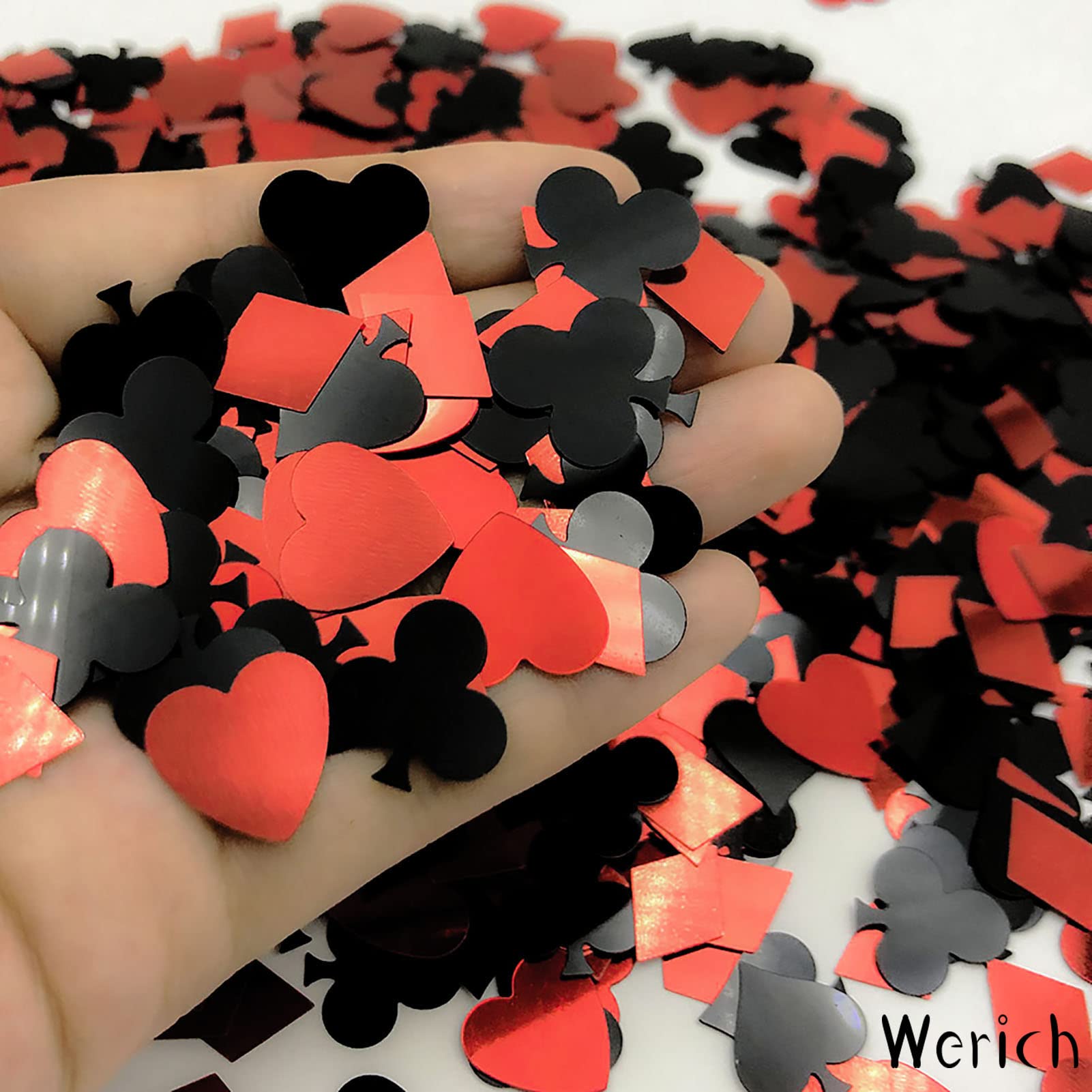 Werich Casino Poker Metallic Foil Confetti - 1000 Pieces for Night Club Parties, Casino Theme Events, Weddings, Birthdays, Baby Showers & Bridal Showers - Perfect for Table Scatter Decorations and Festival Party Supplies