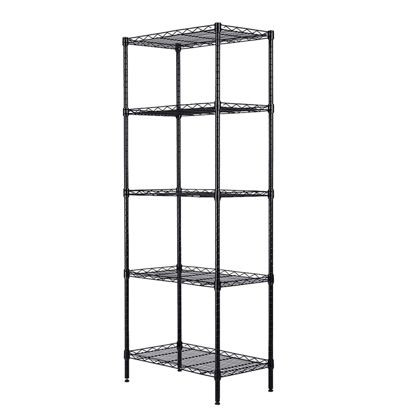 Adjustable Heavy Duty Storage Shelving Unit - Black Metal Wire Rack for Garage, Closet & Pantry Organization - Perfect for Home, Office & Warehouse Storage Solutions