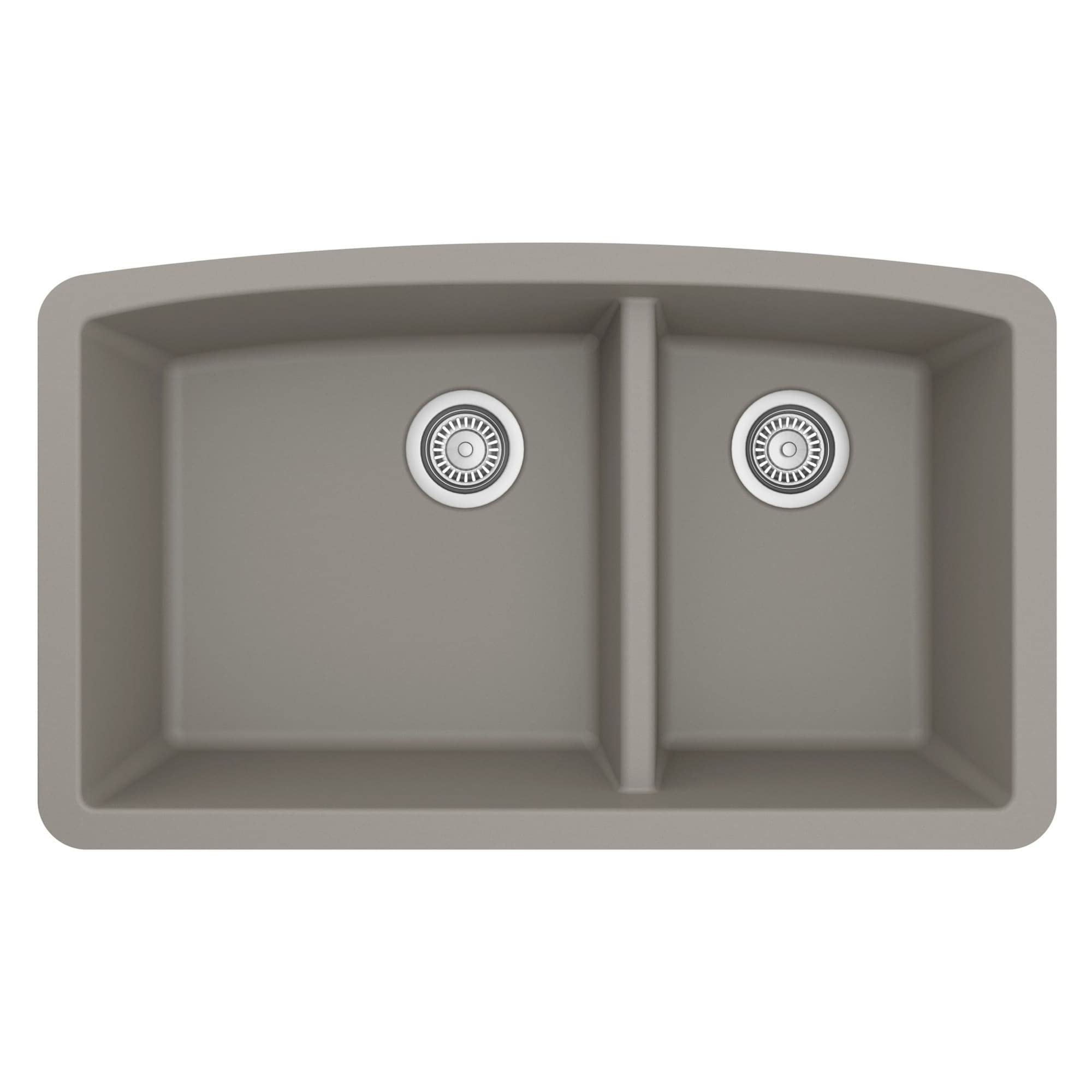 Karran 32-Inch Undermount Double Bowl Kitchen Sink - 60/40 Quartz Composite in Concrete Gray | Durable & Stain-Resistant for Modern Kitchens, Perfect for Meal Prep and Cleanup
