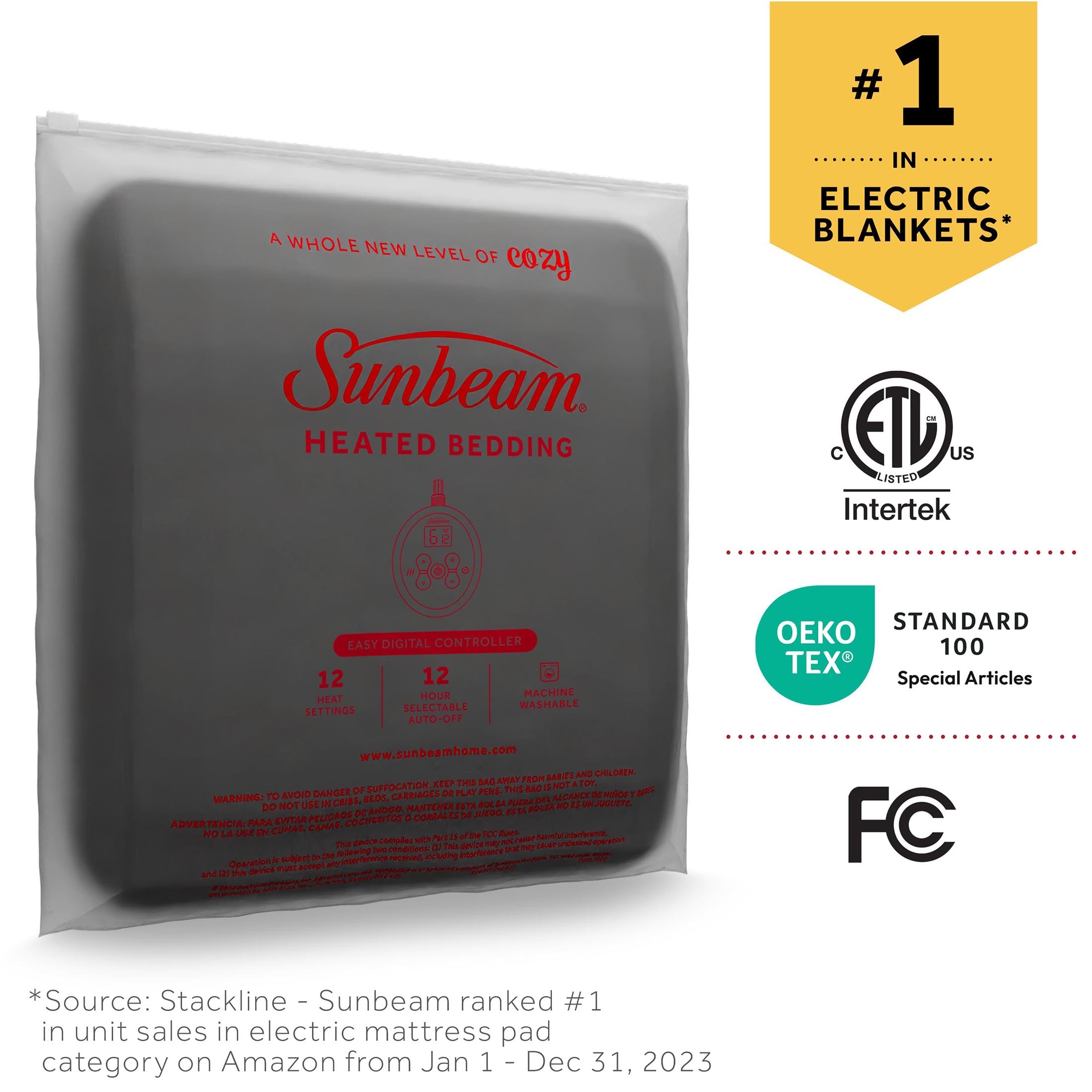 Sunbeam Royal Luxe Cabernet Heated Blanket King Size - Ultra Soft Electric Warming Blanket for Winter, Perfect for Bed, Couch & Home Use