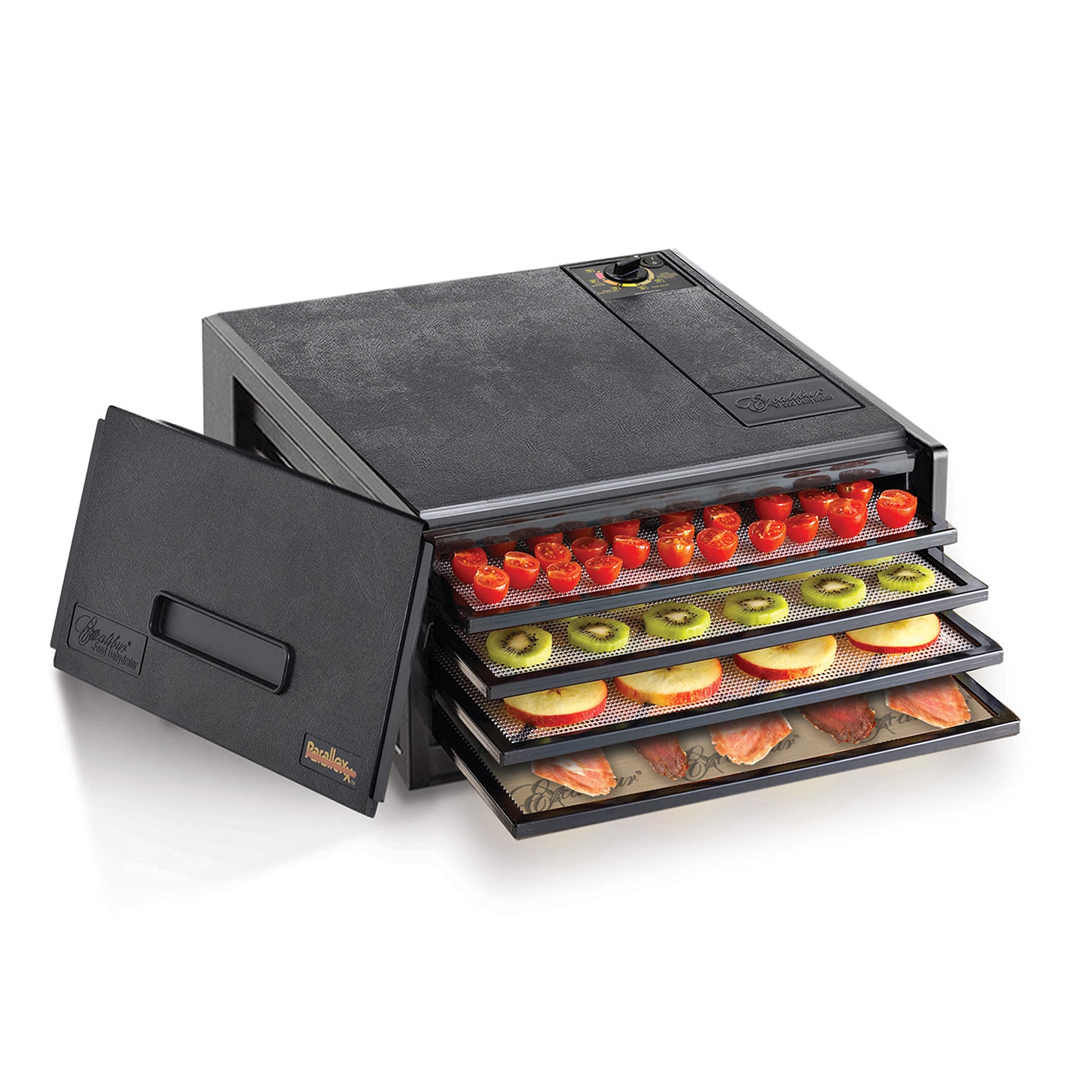Excalibur 2400W Electric Food Dehydrator with Adjustable Thermostat & Precise Temp Control - 4 Stainless Steel Trays for Fast Drying Fruits, Jerky, Herbs - Perfect for Home Kitchen, Camping & Healthy Snacks