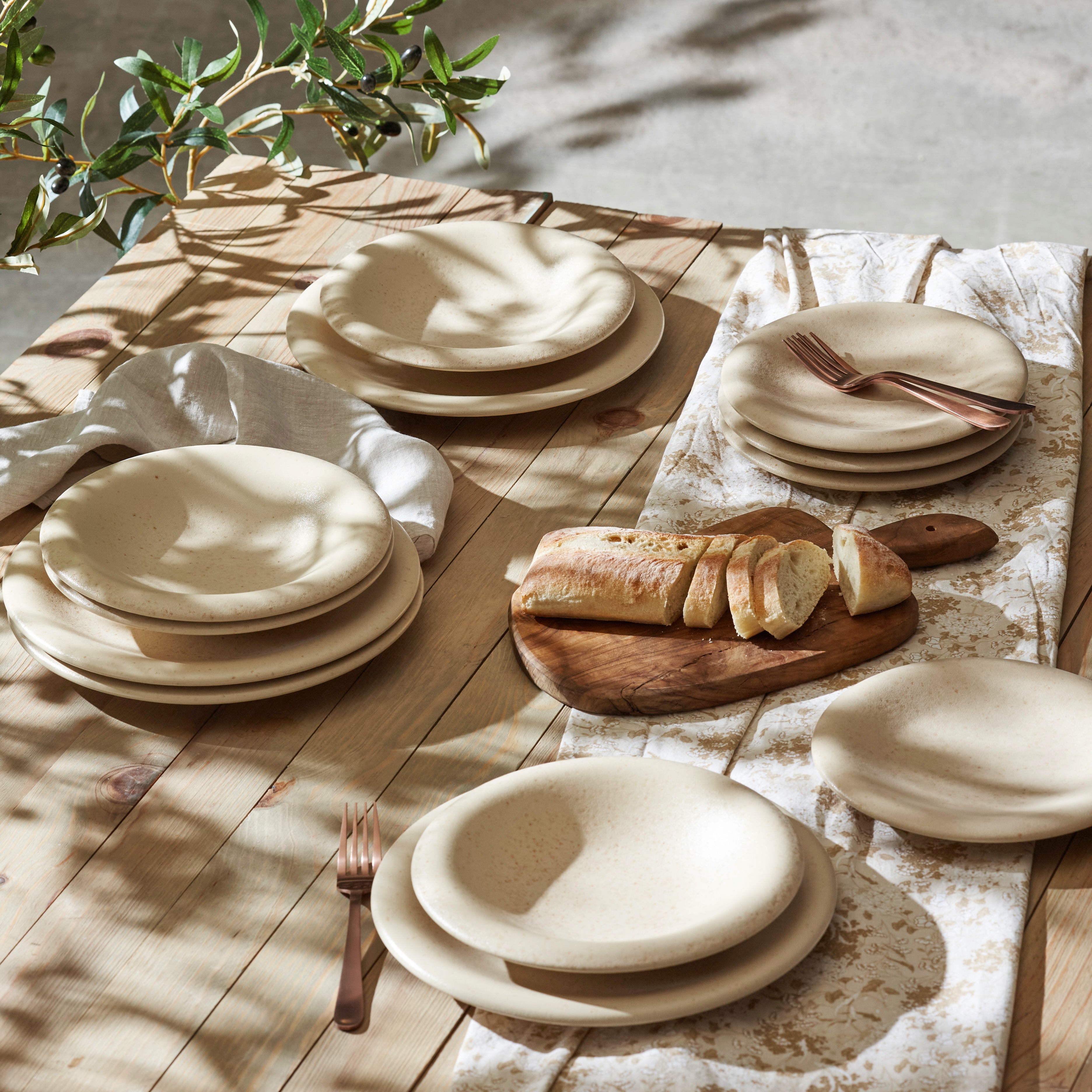 Premium Aro Stoneware Dinnerware Set - Cream Matte Finish - Handcrafted in Portugal - Scratch & Chip Resistant - Elegant Tableware for Everyday Dining & Entertaining