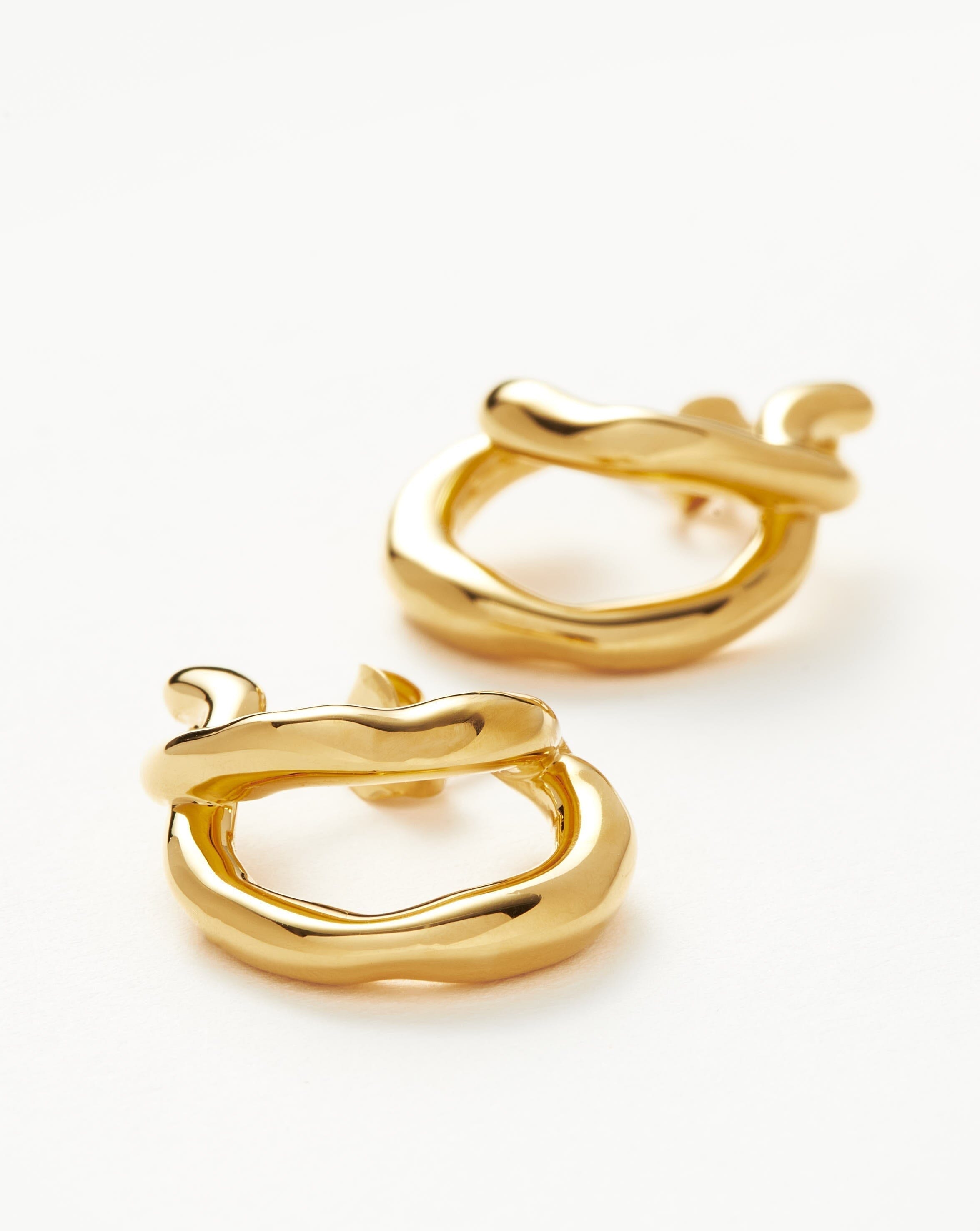 Stylish Molten Twisted Small Double Hoop Earrings for Women - Trendy Gold & Silver Layered Hoop Earrings for Everyday Wear, Date Night & Special Occasions