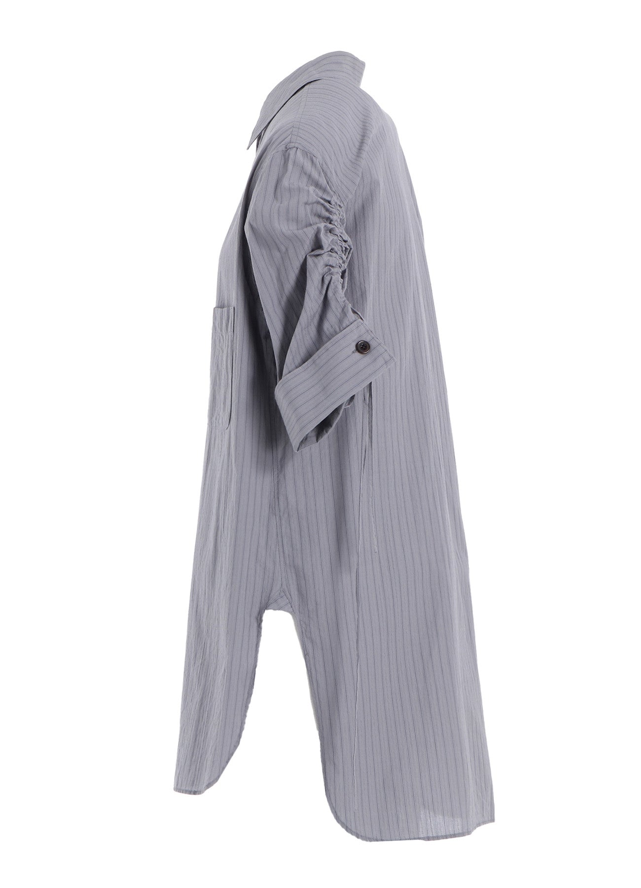 DOBBY STRIPE SHIRRING SLEEVE SHIRT - Women's Fashion Blouse with Ruffled Details & Elastic Cuffs - Perfect for Office Wear, Date Nights & Spring Outfits