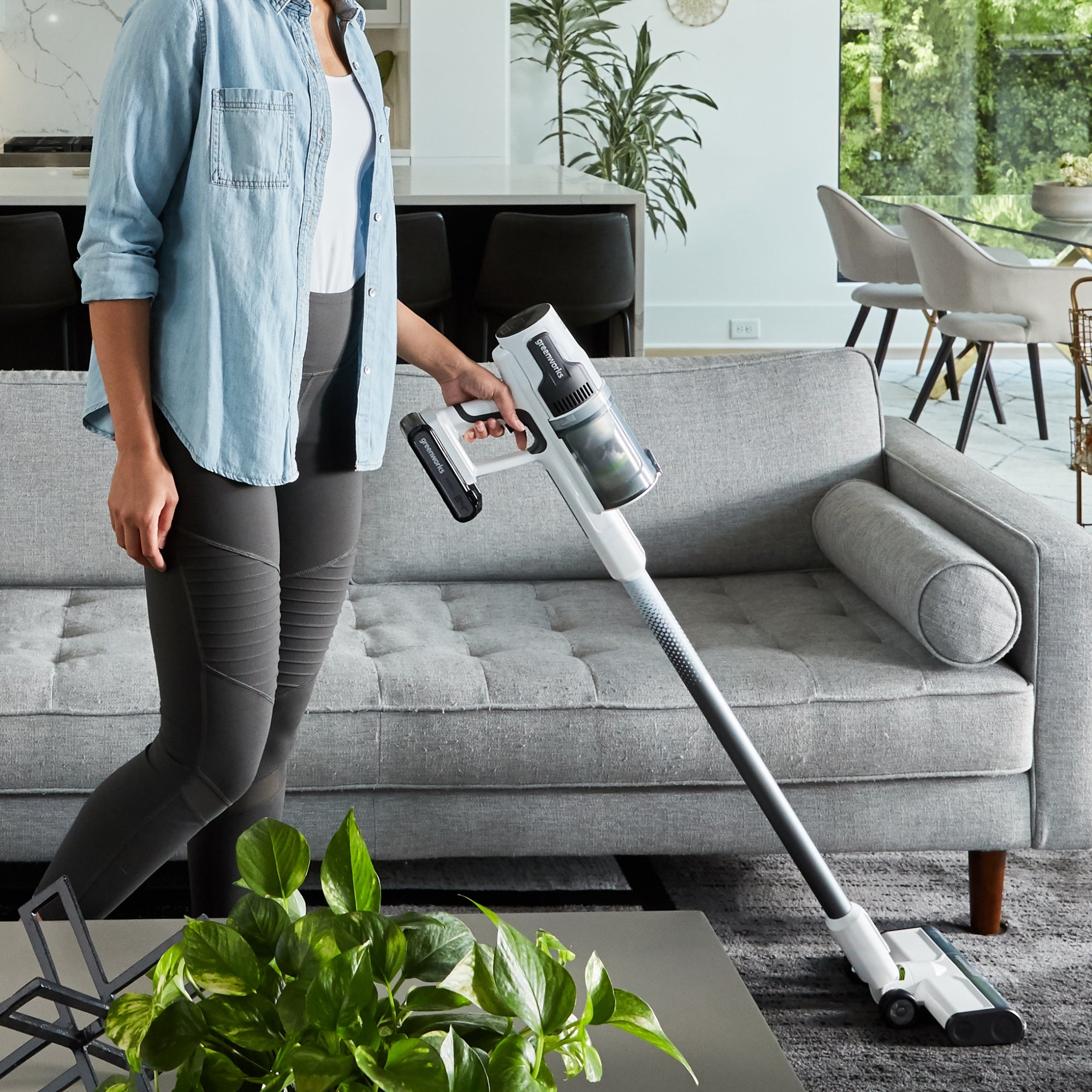 24V Cordless Stick Vacuum Cleaner - 3-in-1 Lightweight White Vacuum with 2 x 4.0Ah USB Rechargeable Batteries & Charging Stand - Perfect for Hardwood Floors, Carpets & Pet Hair Cleaning