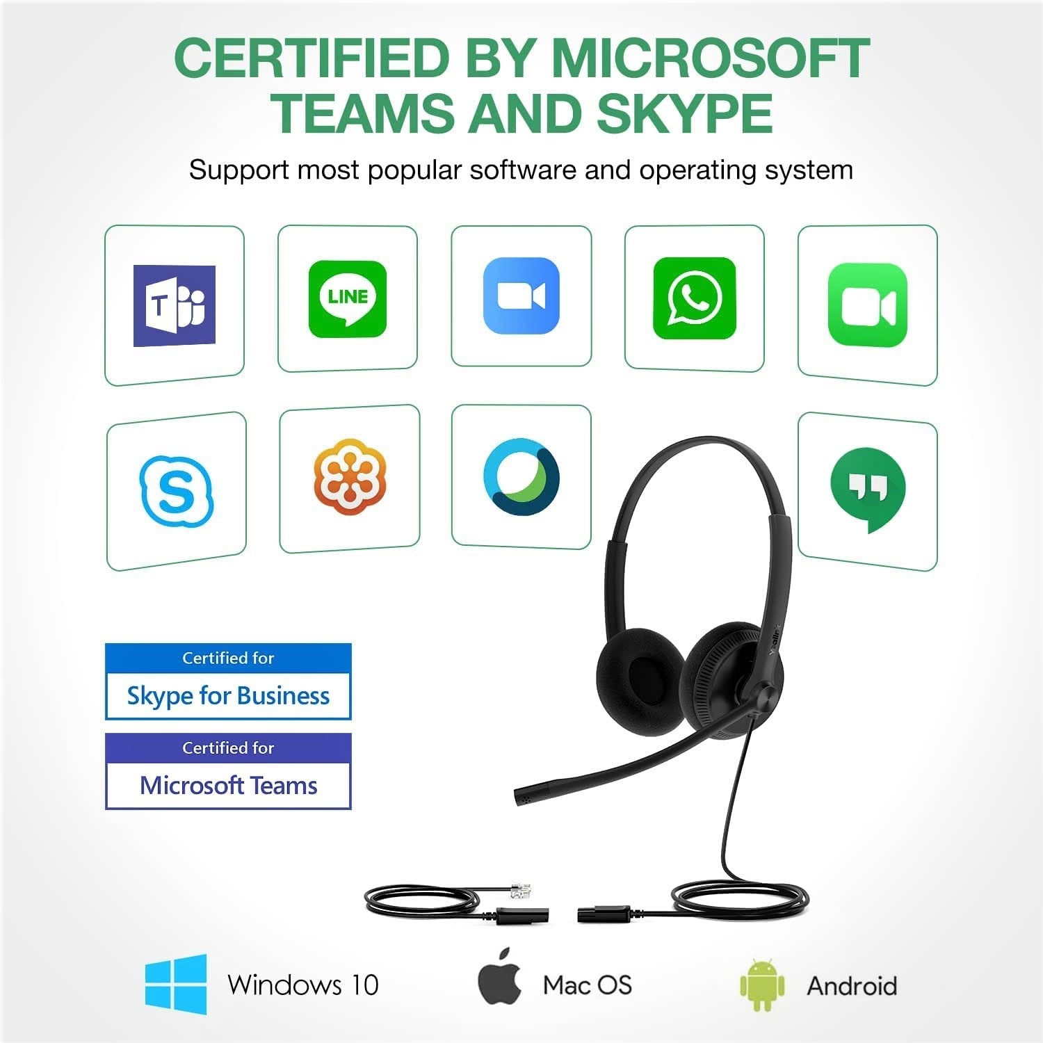 Yealink YHS34 & YHS34 Lite Dual/Mono Wideband Headset - Noise Cancelling USB Headphones for Office, Call Center & Remote Work | Compatible with Teams, Zoom & VoIP