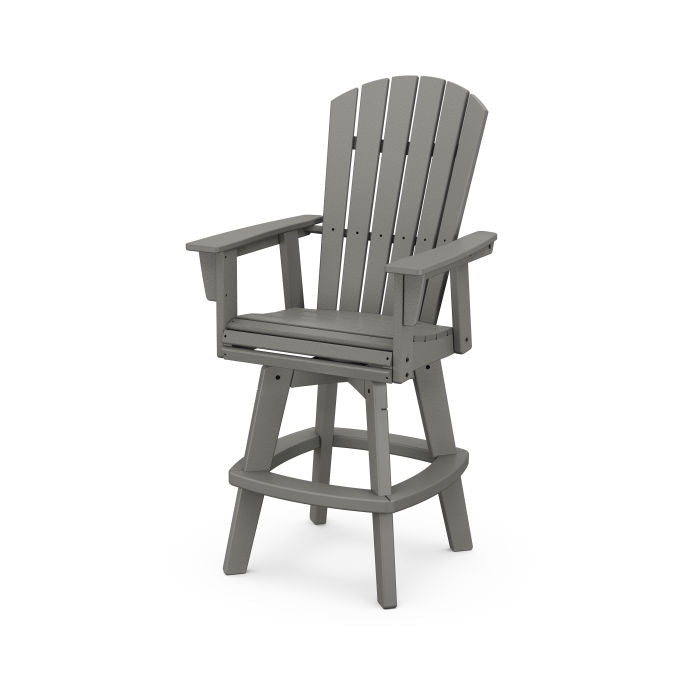 POLYWOOD Nautical Curveback Adirondack Swivel Bar Chair - Outdoor Patio Furniture, Weather-Resistant Poly Lumber, 360° Rotation - Perfect for Poolside, Deck, Garden & Backyard Relaxation