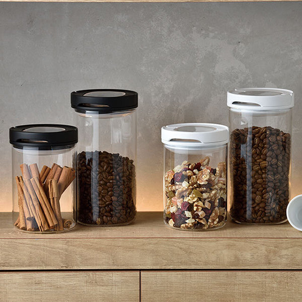 Hario Glass Airtight Coffee Canister with Stainless Steel Lid - 34oz/1L Coffee Storage Container for Freshness - Perfect for Kitchen, Pantry & Coffee Bar Organization