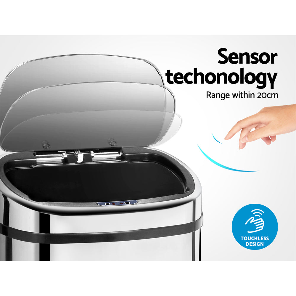 68L Stainless Steel Motion Sensor Trash Can - Automatic Touchless Kitchen & Office Waste Bin with Lid, Hands-Free Garbage Disposal for Home, Bathroom, Restaurant