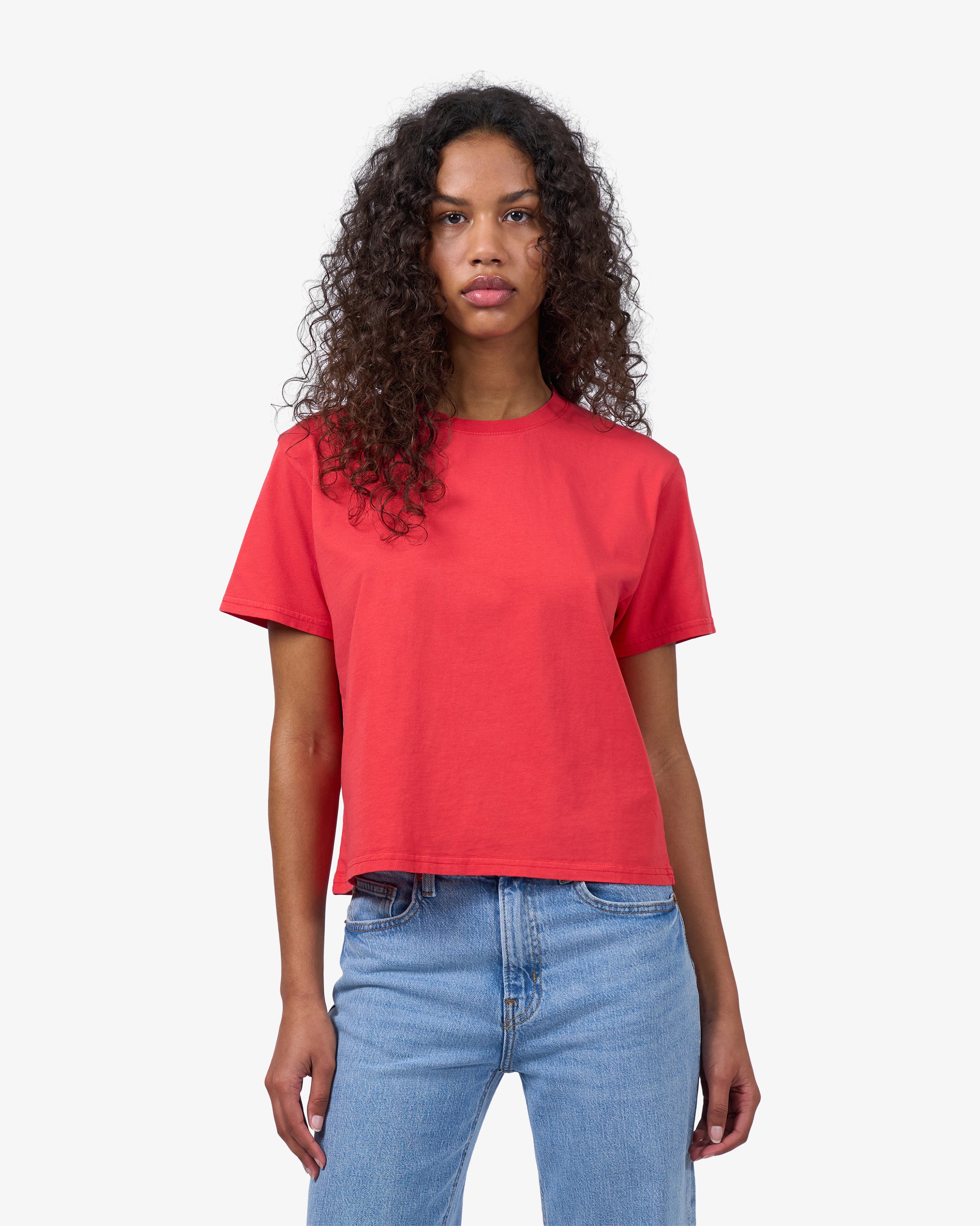 Organic Boxy Crop Tee - Soft Faded Grey Women's T-Shirt | Casual Streetwear, Loungewear & Layering Essential