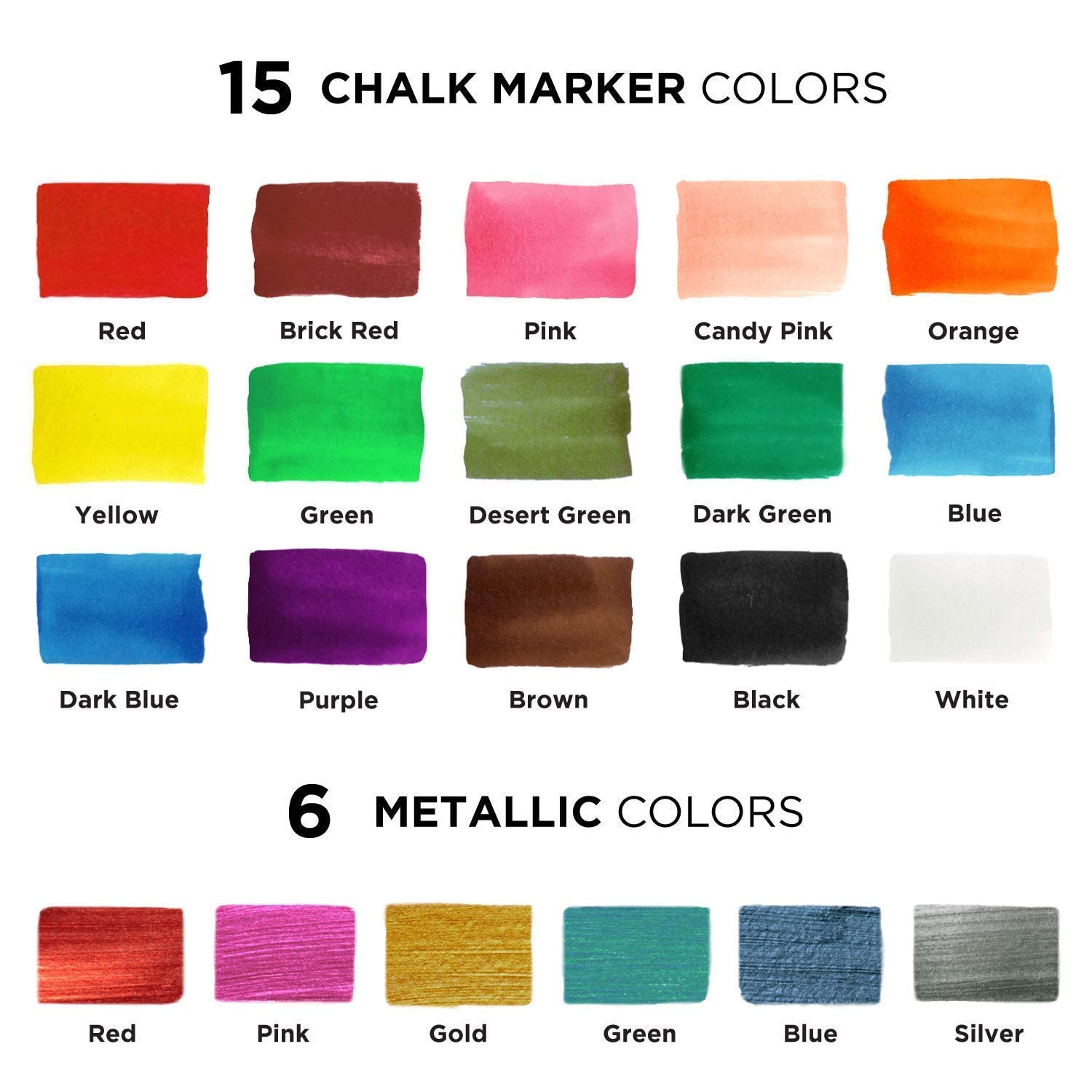 Ultimate Chalk Marker Bundle - 21 Neon & Metallic Markers + 2 White Jumbo Chalk Markers for Whiteboards, Glass Writing, and DIY Crafts