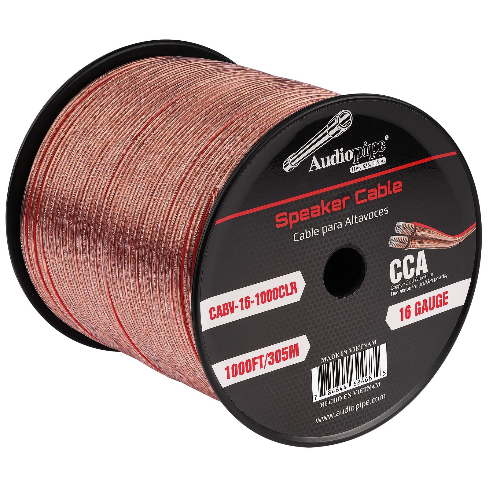 16AWG 1000FT Speaker Wire - High Performance Clear Audio Cable for Home Theater, Studio & Outdoor PA Systems (CABV 16 1000CLR)