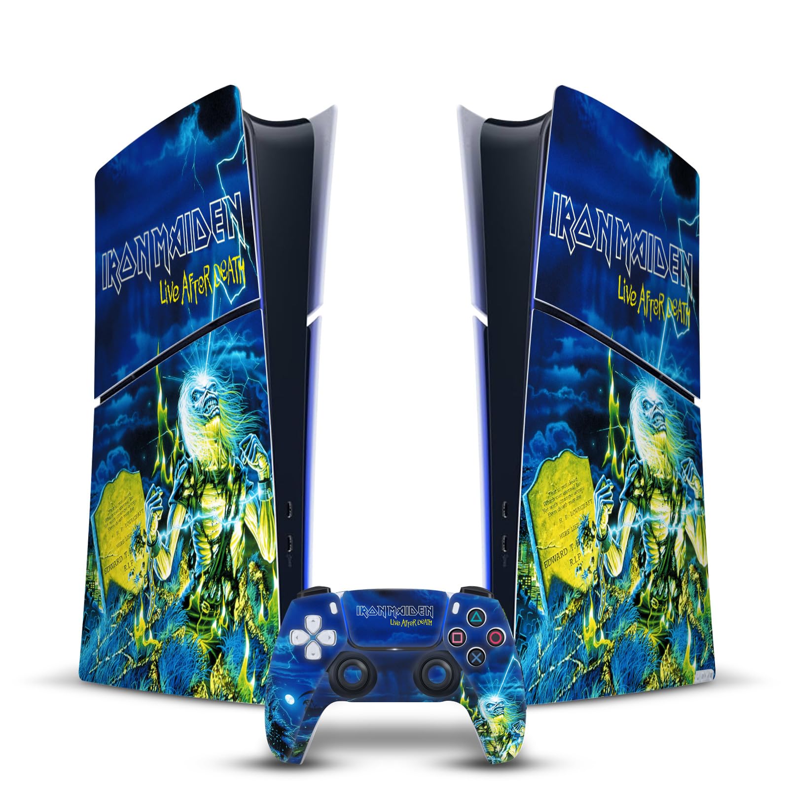 Official Iron Maiden Live After Death Graphic Vinyl Skin Sticker Compatible with Sony PS5 Slim Digital Edition Console & DualSense Controller - Gaming Accessory for Music Fans & Rock Lovers