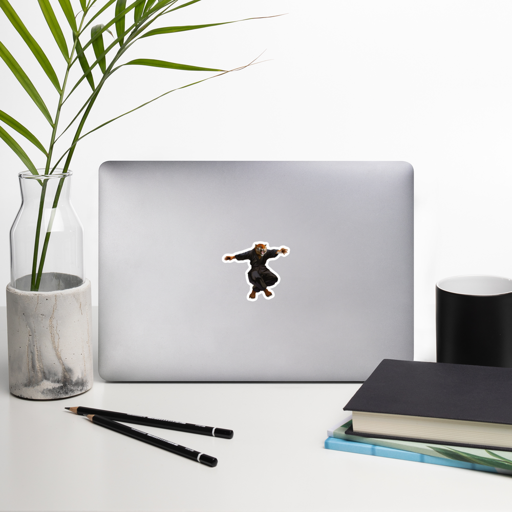 Zoo Jitsu Fighters Tiago the Tiger Bubble-Free Sticker - Premium Vinyl Decal for Laptops, Water Bottles & DIY Crafts