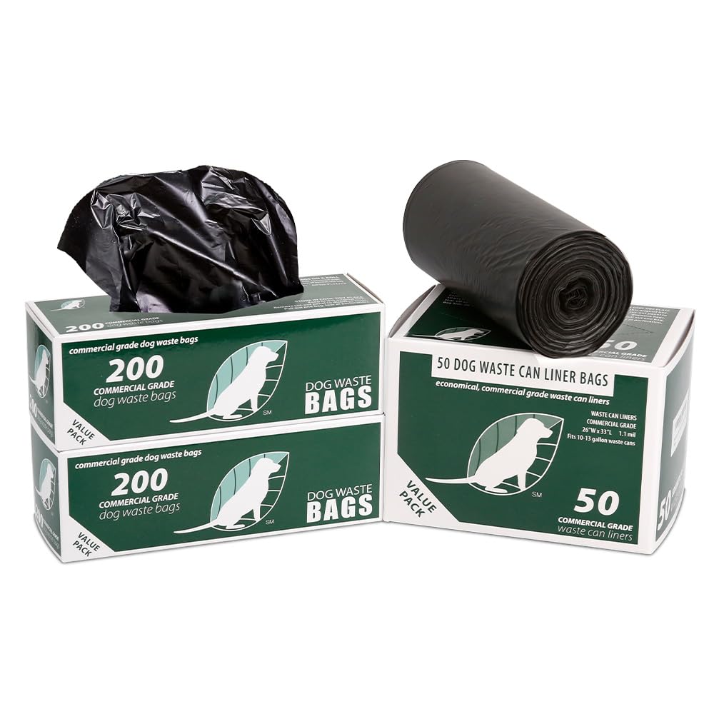 5' Tall Rust-Proof Aluminum Low-Profile Dog Waste Station with Roll Bag Dispenser - Includes 400 Waste Bags & 25 Can Liners (Matte Black) - Perfect for Parks, Backyards & Public Spaces