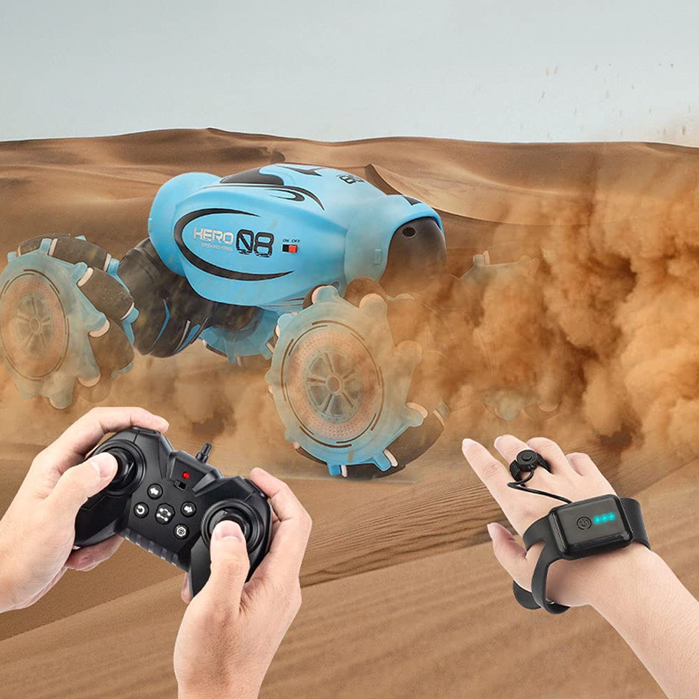 Rechargeable 2.4Ghz RC Drift Stunt Car with Dual Remote Control - 4WD Off-Road Climbing & Transforming Toy Car for Boys - Perfect Gift for Kids Birthday, Outdoor Play & Racing Competition