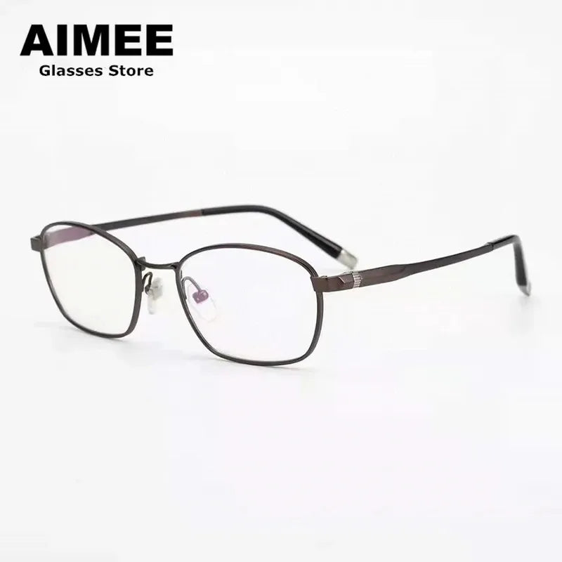 Aimee Unisex Full Rim Square Titanium Eyeglasses Frame 27010 - Lightweight Durable Glasses for Men & Women - Perfect for Reading, Work, and Everyday Use