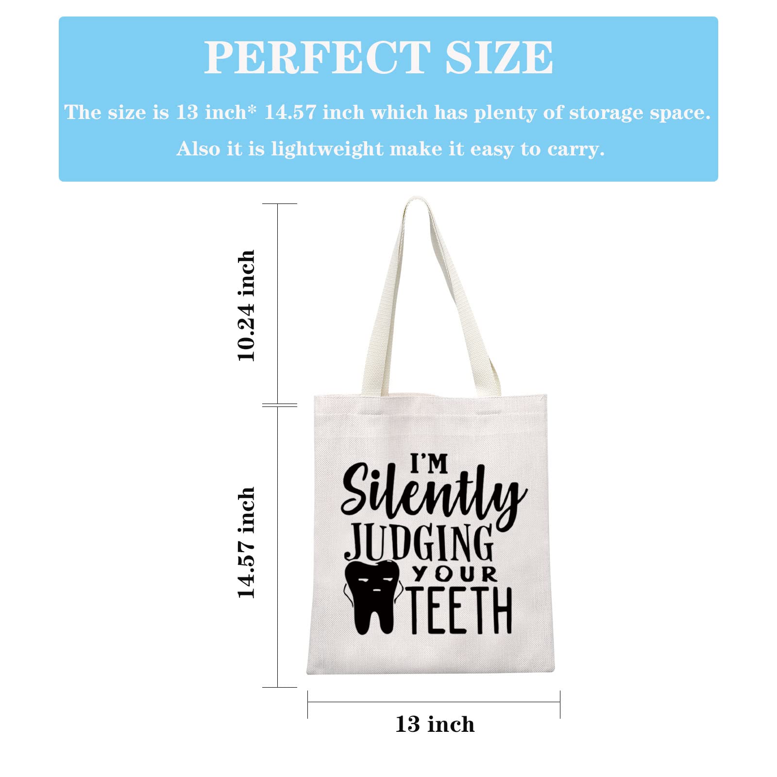 Dentist Gift for Dental Hygienist & Assistant - Funny 'I'm Silently Judging Your Teeth' Graduation Tote Bag - Perfect for Dental School Graduates, Appreciation Gifts & Office Humor