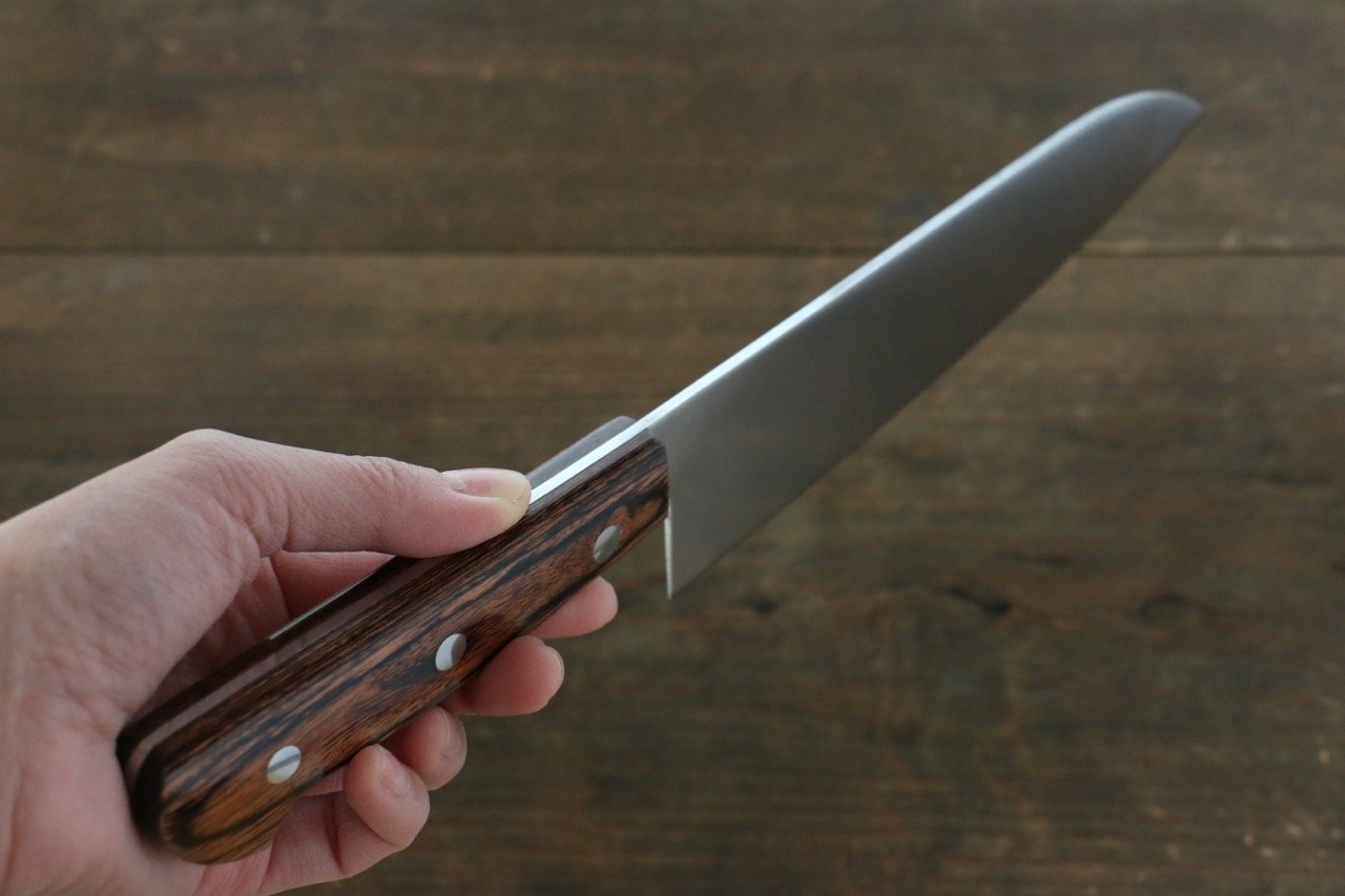 Premium Iseya Molybdenum Santoku Knife 180mm with Mahogany Handle - Professional Japanese Kitchen Knife for Slicing, Dicing & Chopping Vegetables, Meat & Fish