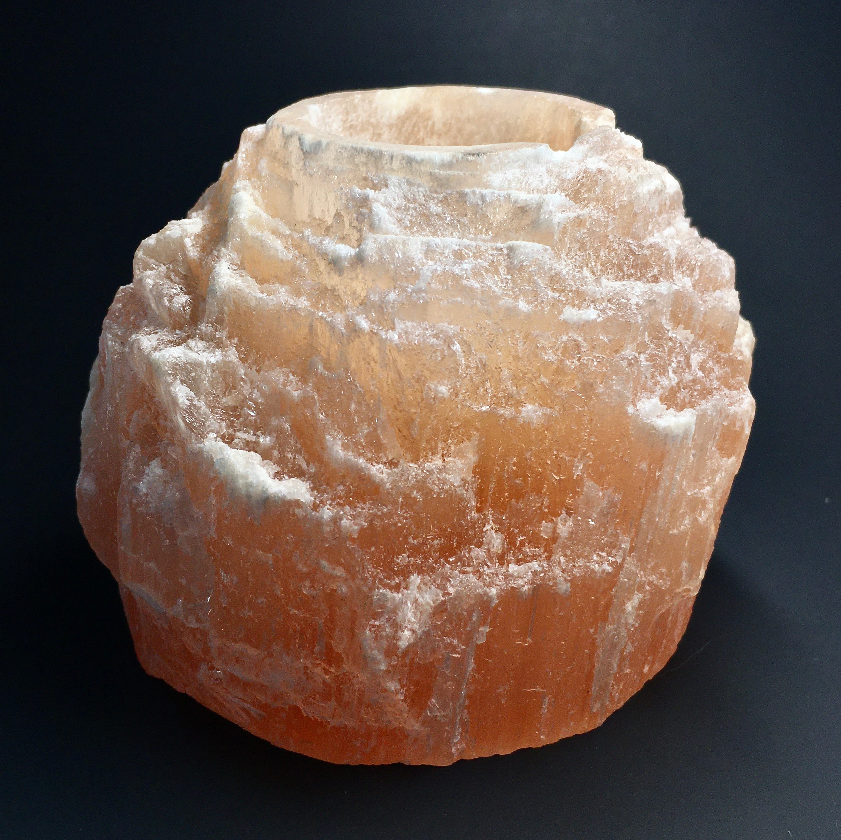 Natural Orange Selenite Crystal Candle Holder - Handcrafted Healing Stone for Meditation, Yoga & Home Decor - Perfect for Aromatherapy, Spiritual Gifts & Relaxation Spaces