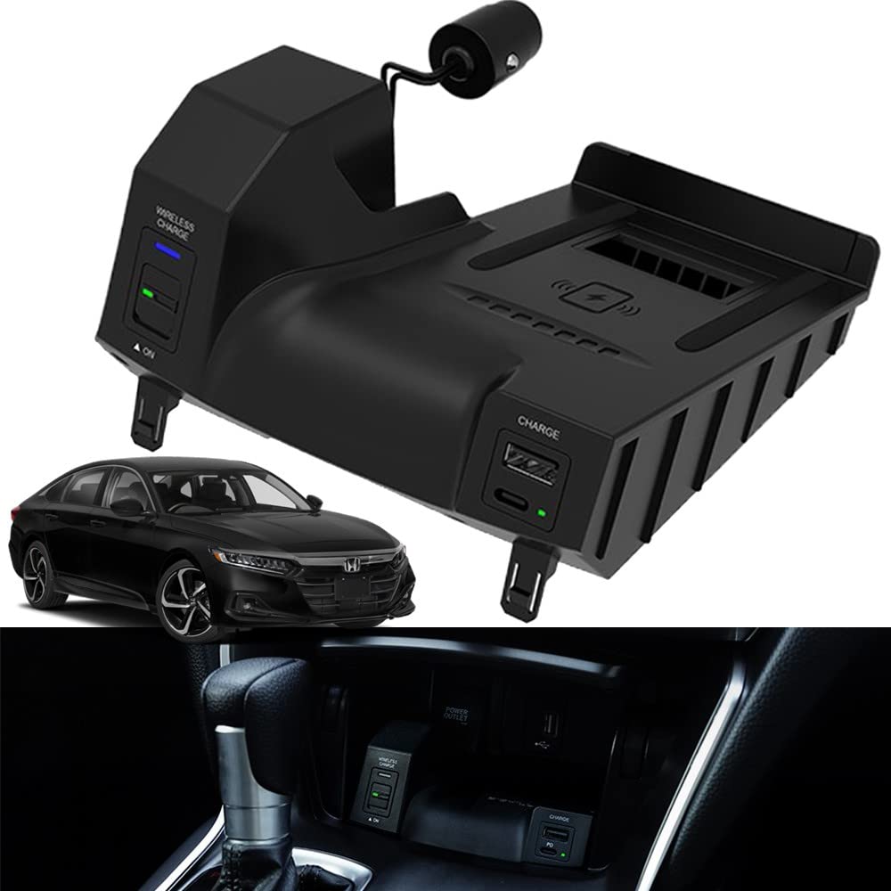 Braveking1 15W Fast Wireless Car Charger for Honda Accord 2018-2021 & Hybrid Models - Qi-Certified Charging Pad Mat with Anti-Slip Design - Perfect Center Console Accessory for iPhone & Android Phones (Ideal for Commuting & Road Trips)