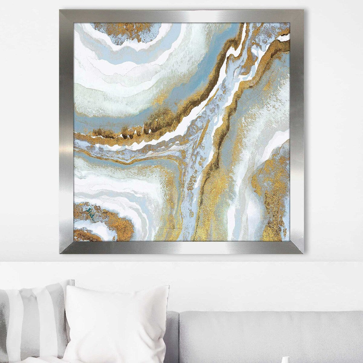 Blue Agate Square Print on Acrylic - Elegant Home Decor for Wall Art, Office Display & Gift Giving