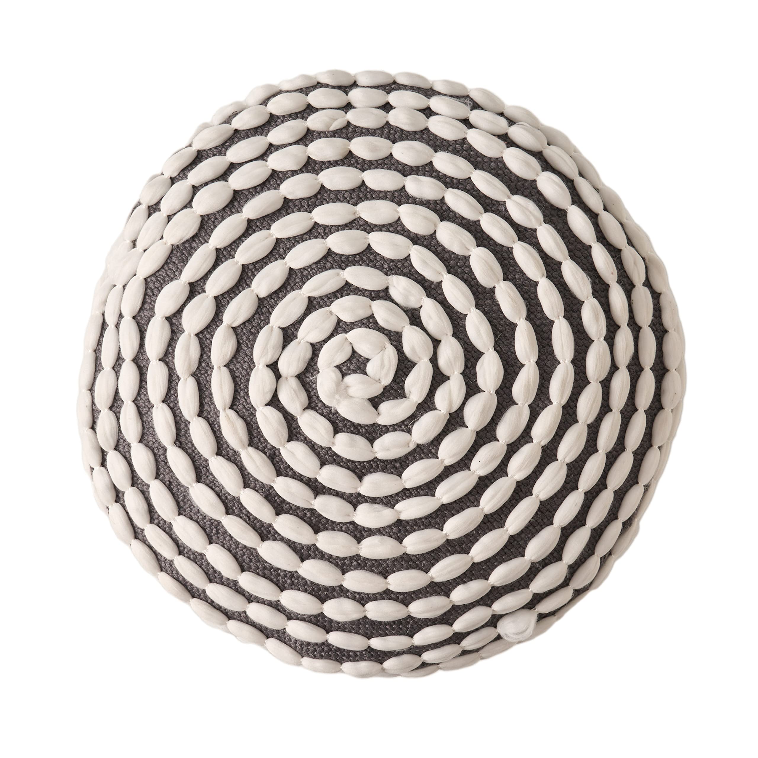 GDFStudio Handcrafted Modern Water-Resistant Fabric Cylinder Pouf Ottoman - Versatile Foot Stool, Bean Bag Floor Chair & Couch Footrest for Living Room, Bedroom, Patio - White | Perfect for Relaxing, Reading & Extra Seating
