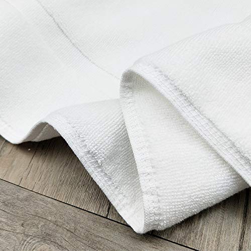 Soft Cotton Banded Bath Mats - Machine Washable Non-Slip Bathroom Floor Towel | Terry Towelling Shower Mat for Tub & Bathroom - White | Perfect for Wet Floors & Spa-Like Comfort