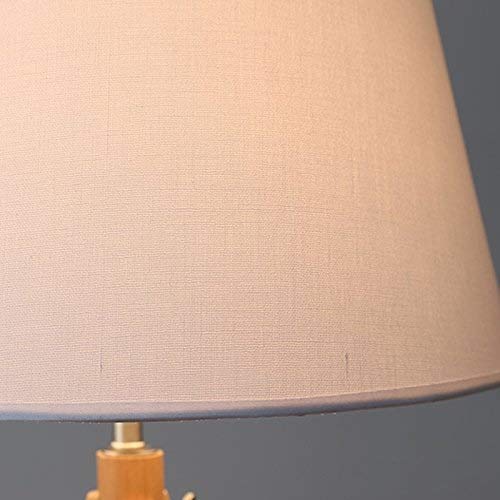 Modern Trident Wooden Table Lamp - White Fabric Shade, Bedroom & Office Lighting Decor for Nightstand, Desk, and Computer Workspace