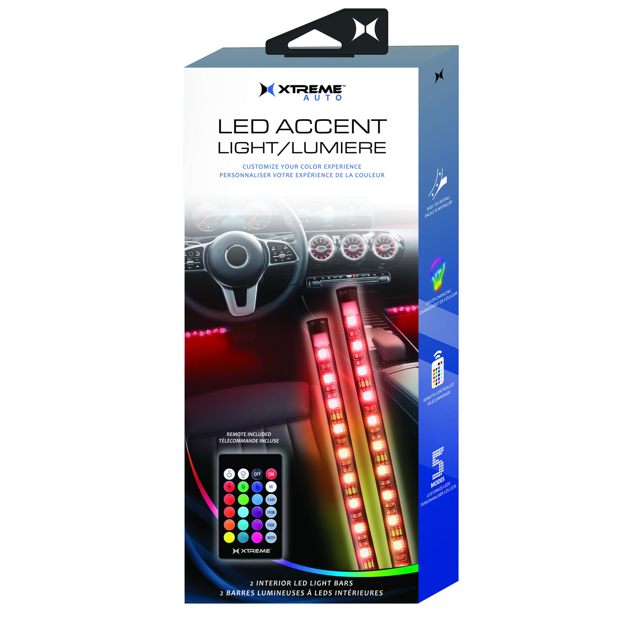 2 Pack Interior LED Light Bars for Cars, Trucks & SUVs - Super Bright 12V/24V Waterproof Light Strips - Perfect for Under Dash, Footwell, and Interior Accent Lighting