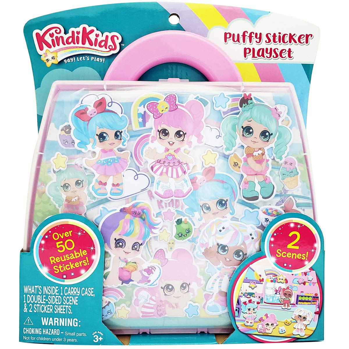 Kindi Kids Puffy Sticker Playset - 500+ Fun Stickers for Kids, DIY Arts & Crafts, Scrapbooking, School Projects & Party Favors - Reusable & Safe for Children