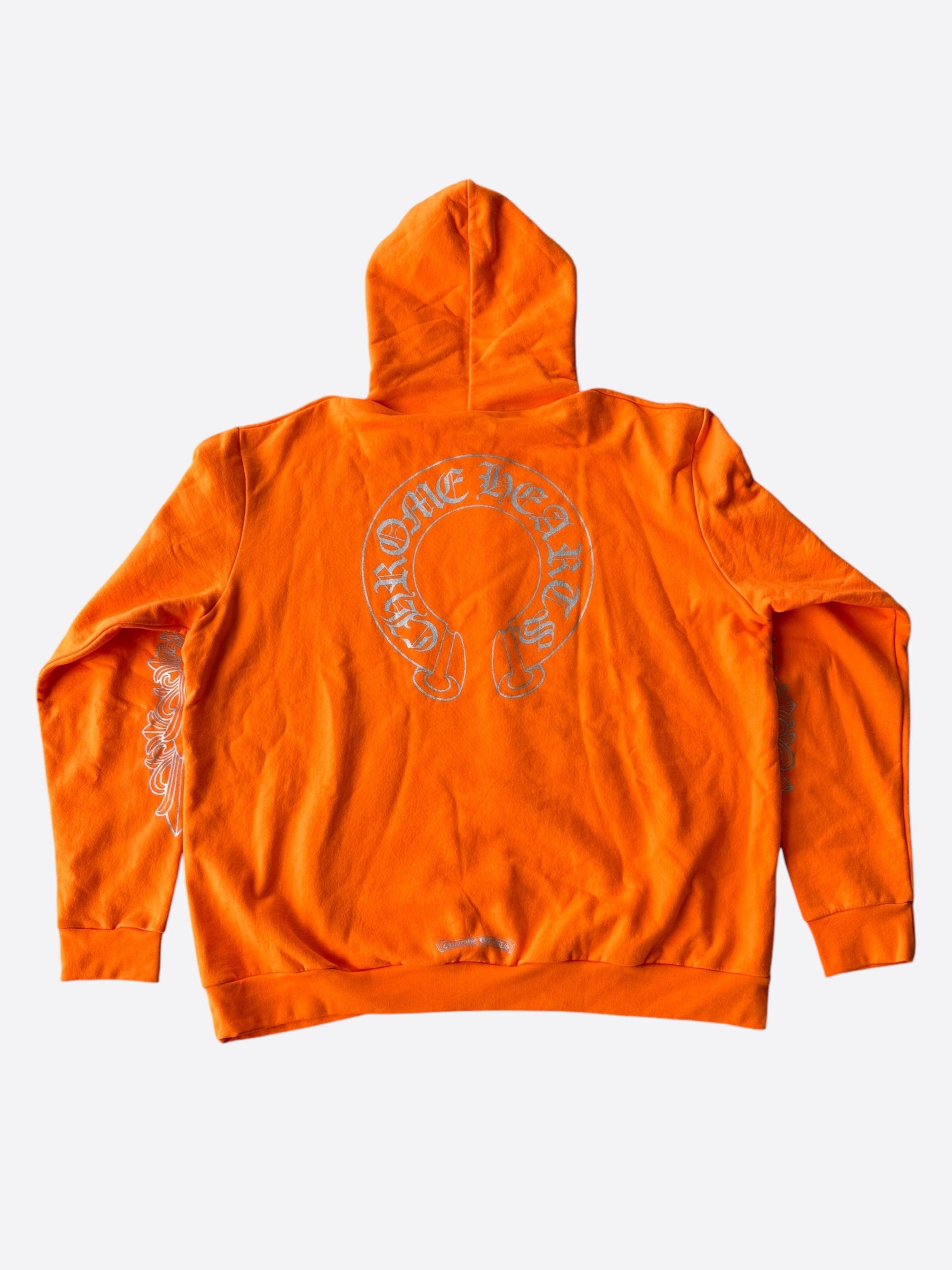 Chrome Hearts Orange & Silver Miami Exclusive Horseshoe Logo Hoodie - Stylish Streetwear for Men & Women | Perfect for Casual Outfits, Urban Fashion & Miami Beach Vibes