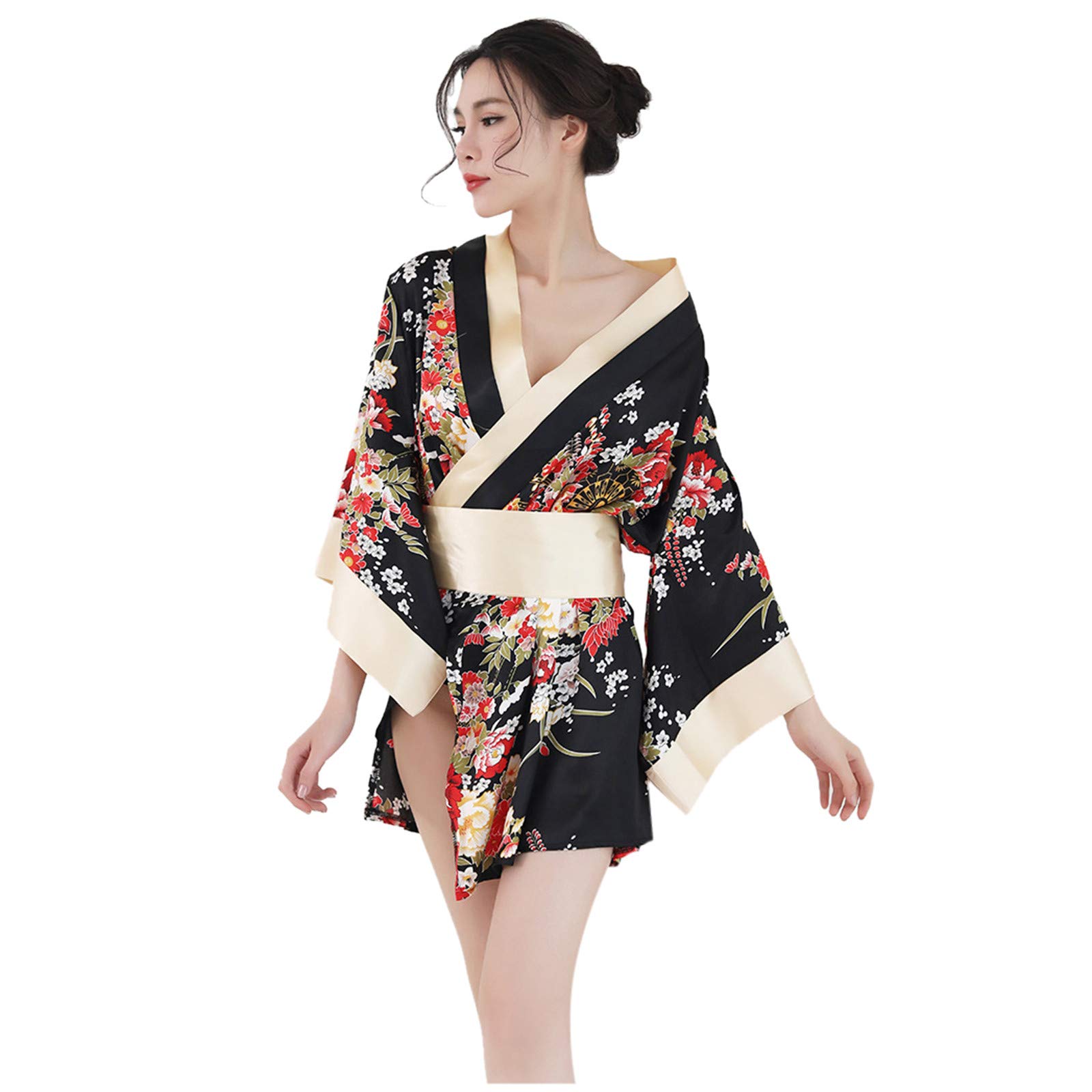 MEOILCE Women's Sexy Silk Kimono Robe - Satin Lingerie Pajamas & Babydoll Sleepwear for Boudoir, Bridal Shower, Honeymoon & Romantic Nights