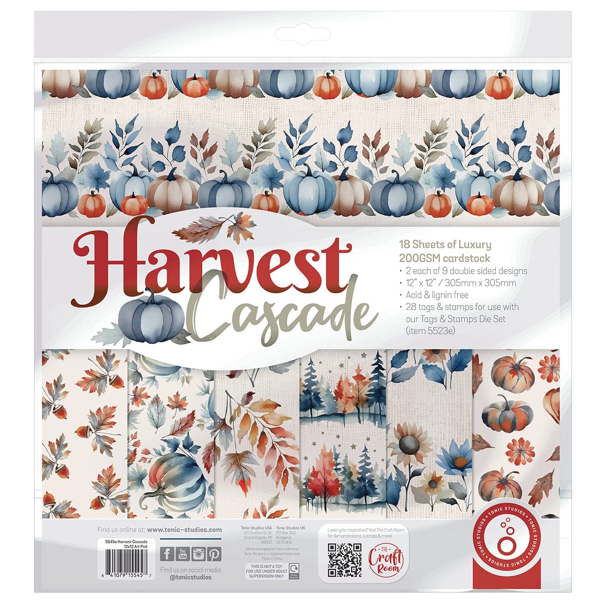 Harvest Cascade 12x12 Patterned Paper Pad - 5545e Scrapbooking, Card Making, DIY Crafts & Home Decor Projects