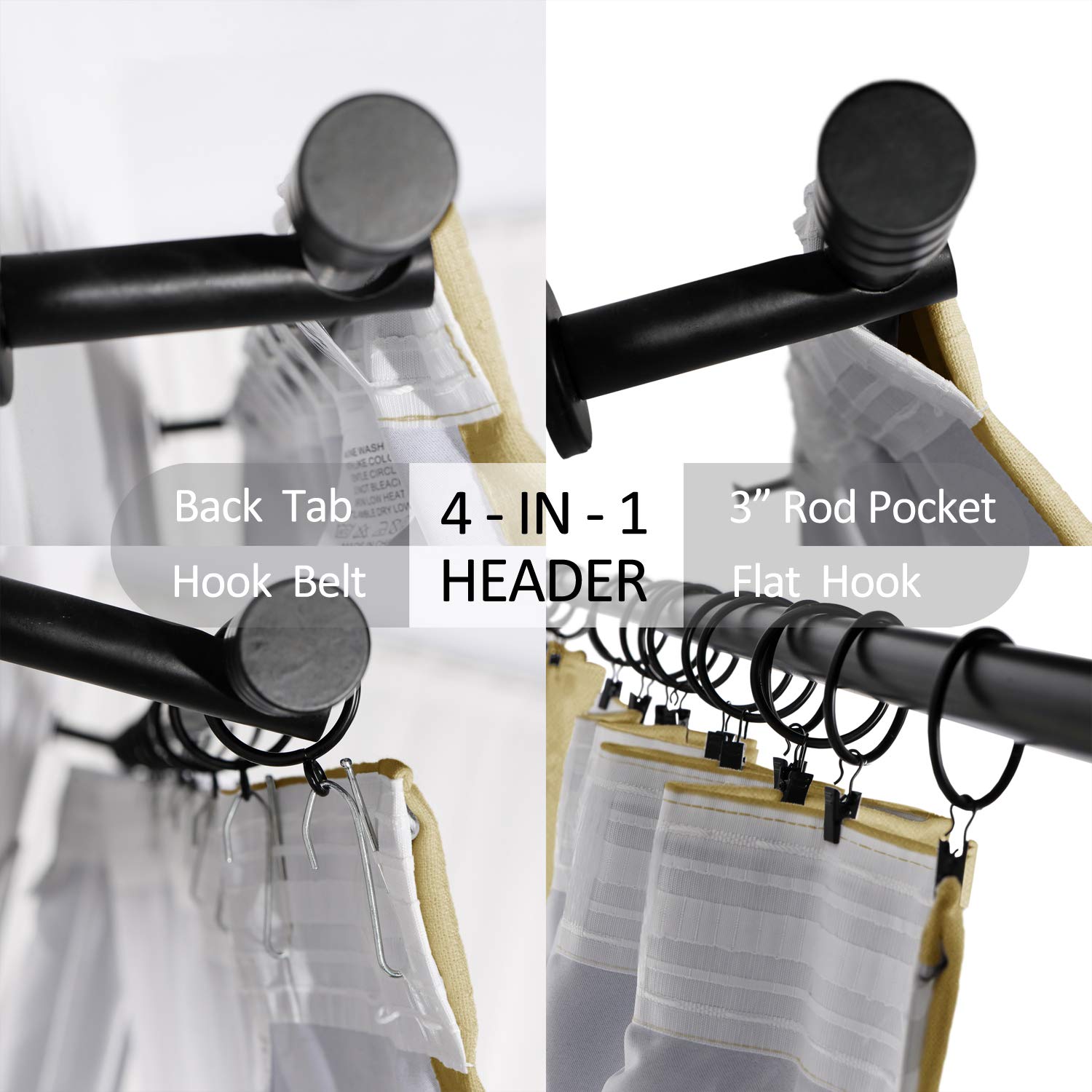 Frelement Extra Wide Breathable Faux Linen Curtains - Noise Reducing Thermal Insulated Blackout Drapes with 4 Hanging Methods (120