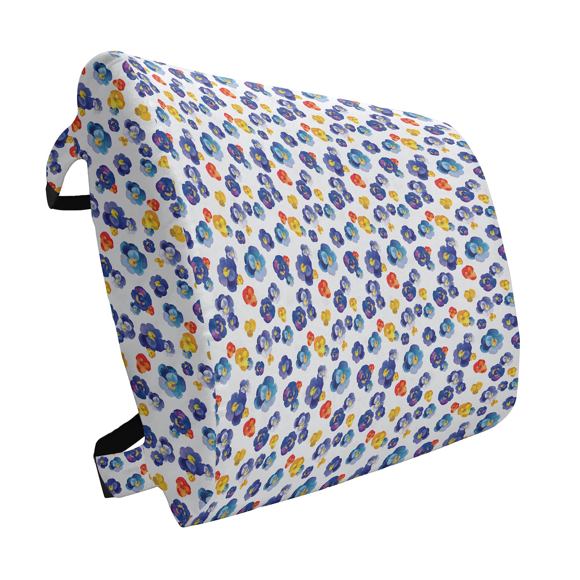 Ambesonne Floral Lumbar Support Pillow - Dark Blue & Orange Botanical Print, High Density Foam for Office Chair & Car Seat (14