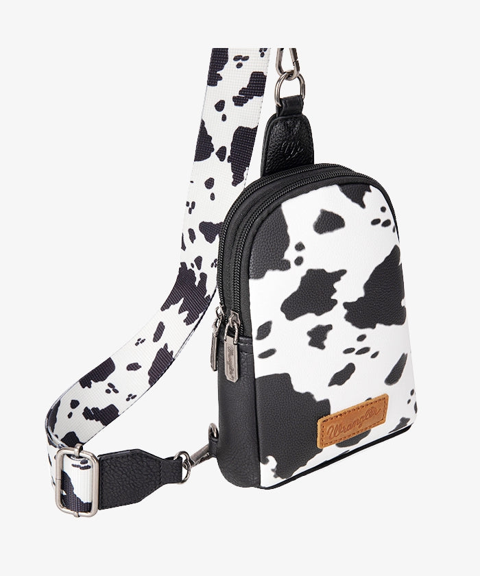 Wrangler Cow Print Sling Bag - Stylish Crossbody Shoulder Bag for Women & Men - Perfect for Travel, Hiking, and Everyday Use