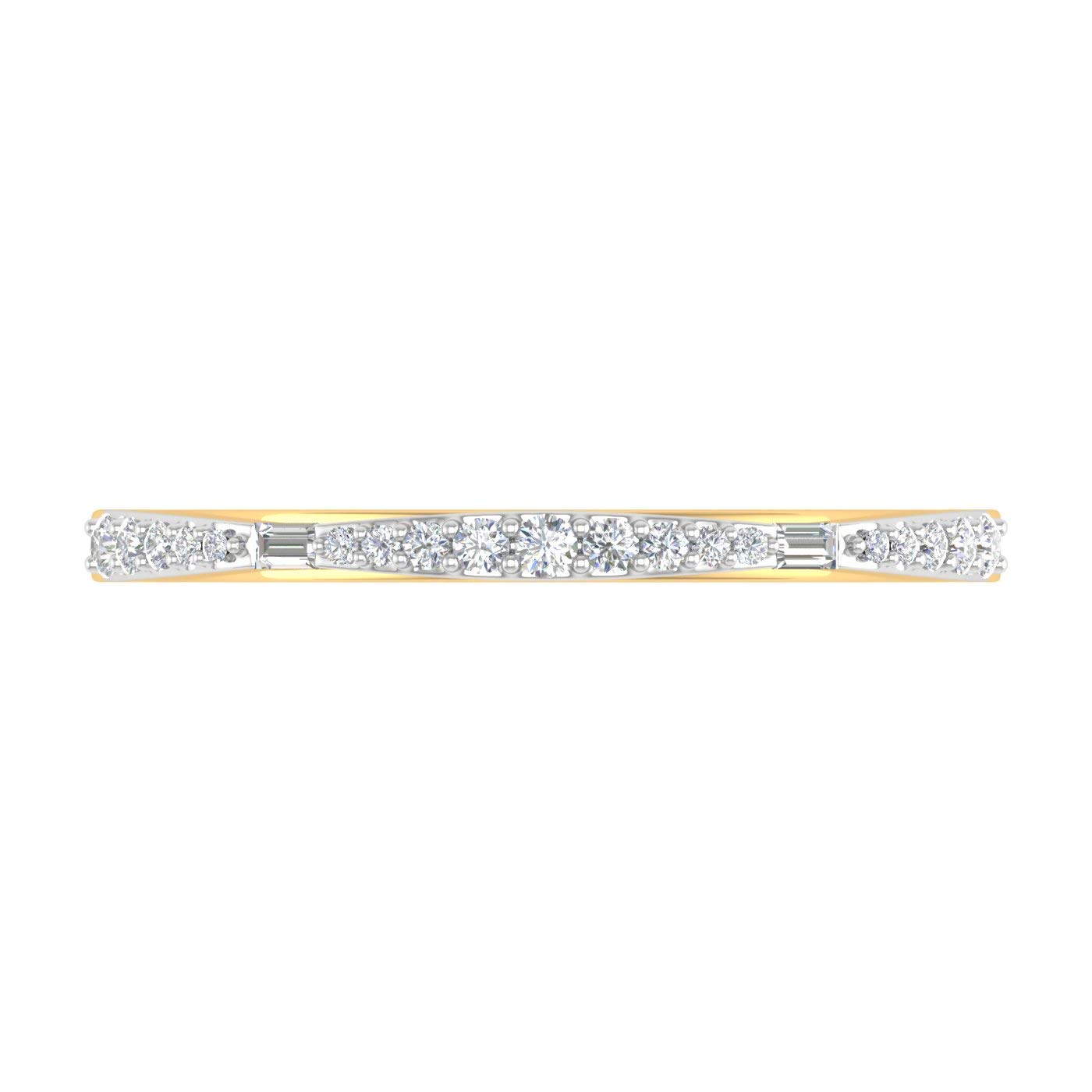 10K Gold Round & Baguette Diamond Wedding Band Ring (0.12 cttw) - IGI Certified | Elegant Bridal Jewelry for Engagement & Anniversary Gifts